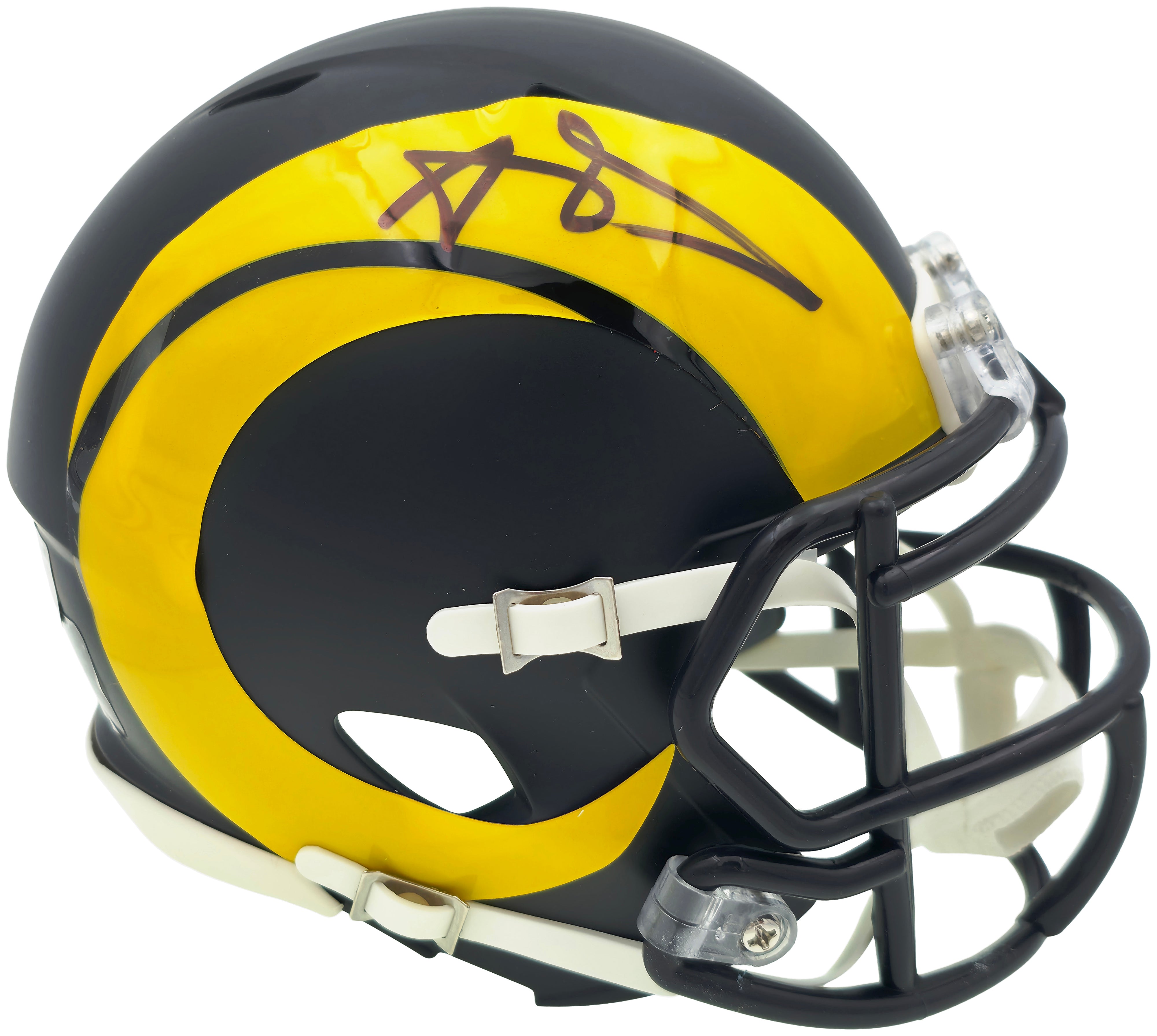 Aaron Donald Signed Los Angeles Rams Black Rivalries Speed Mini Helmet – Beckett BAS Witness