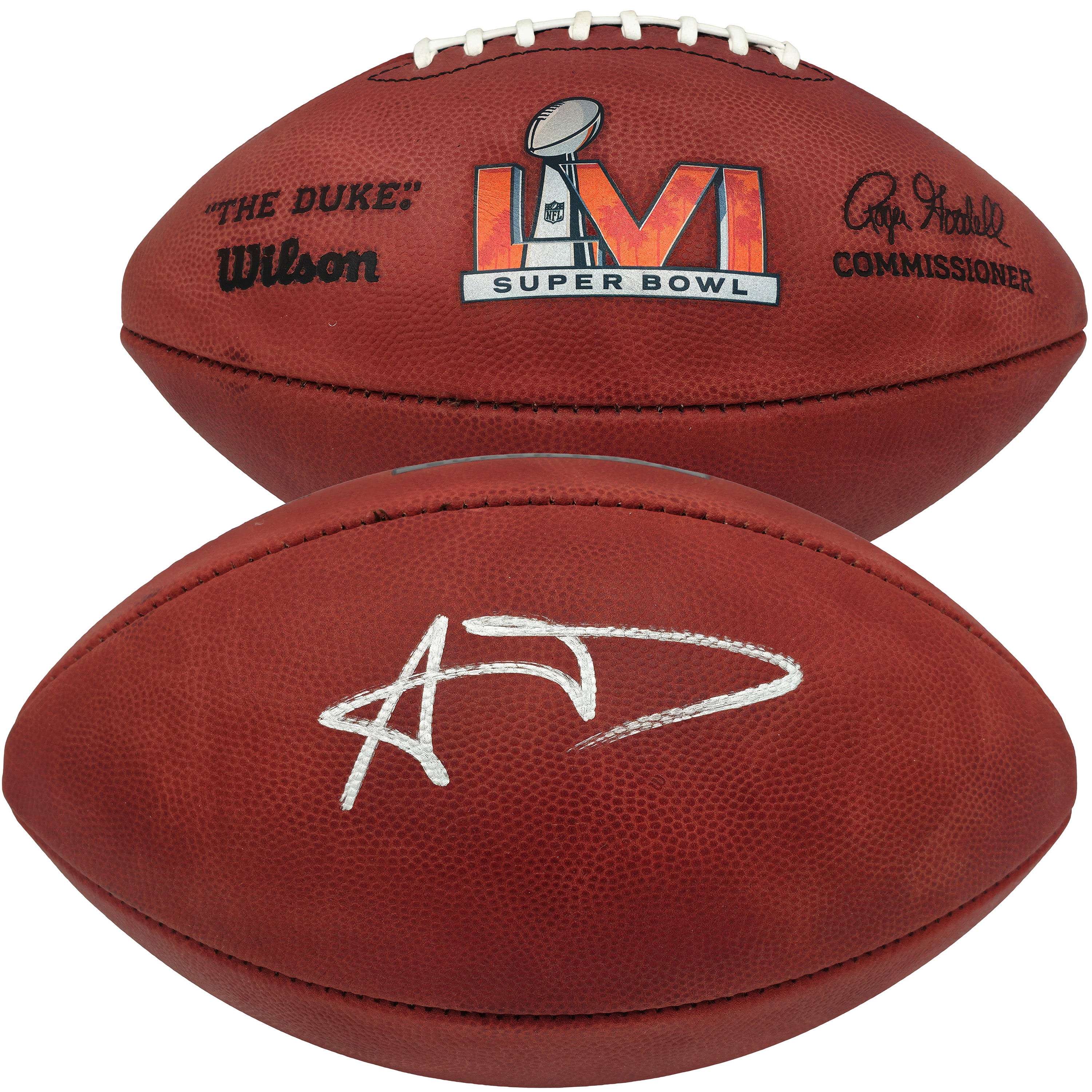 Aaron Donald Signed Los Angeles Rams Super Bowl LVI Logo Official Leather Football – Beckett BAS Witness