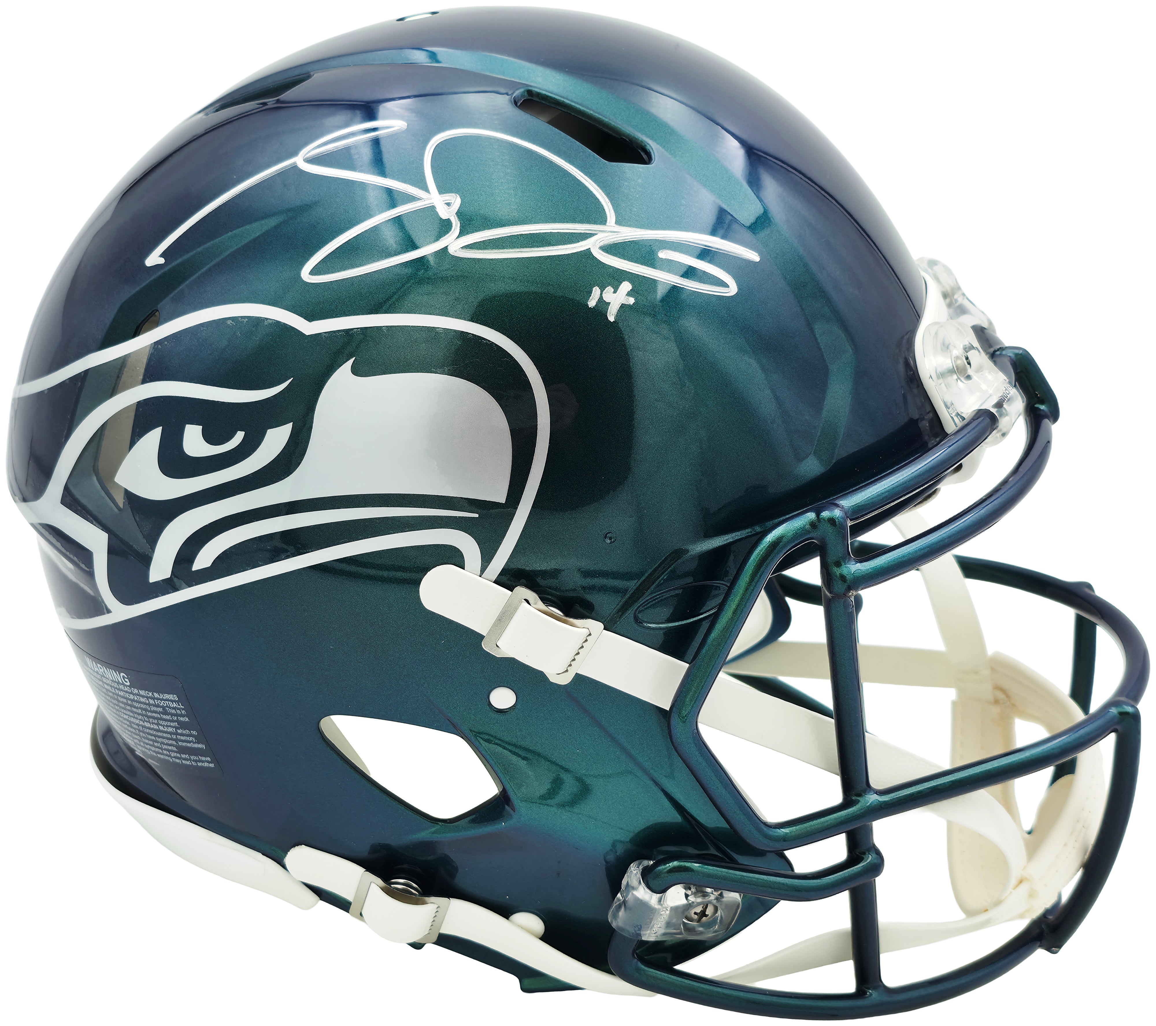 Sam Darnold Signed Seattle Seahawks Metallic Green Rivalries Speed Authentic Full Size Helmet – Beckett BAS Witness