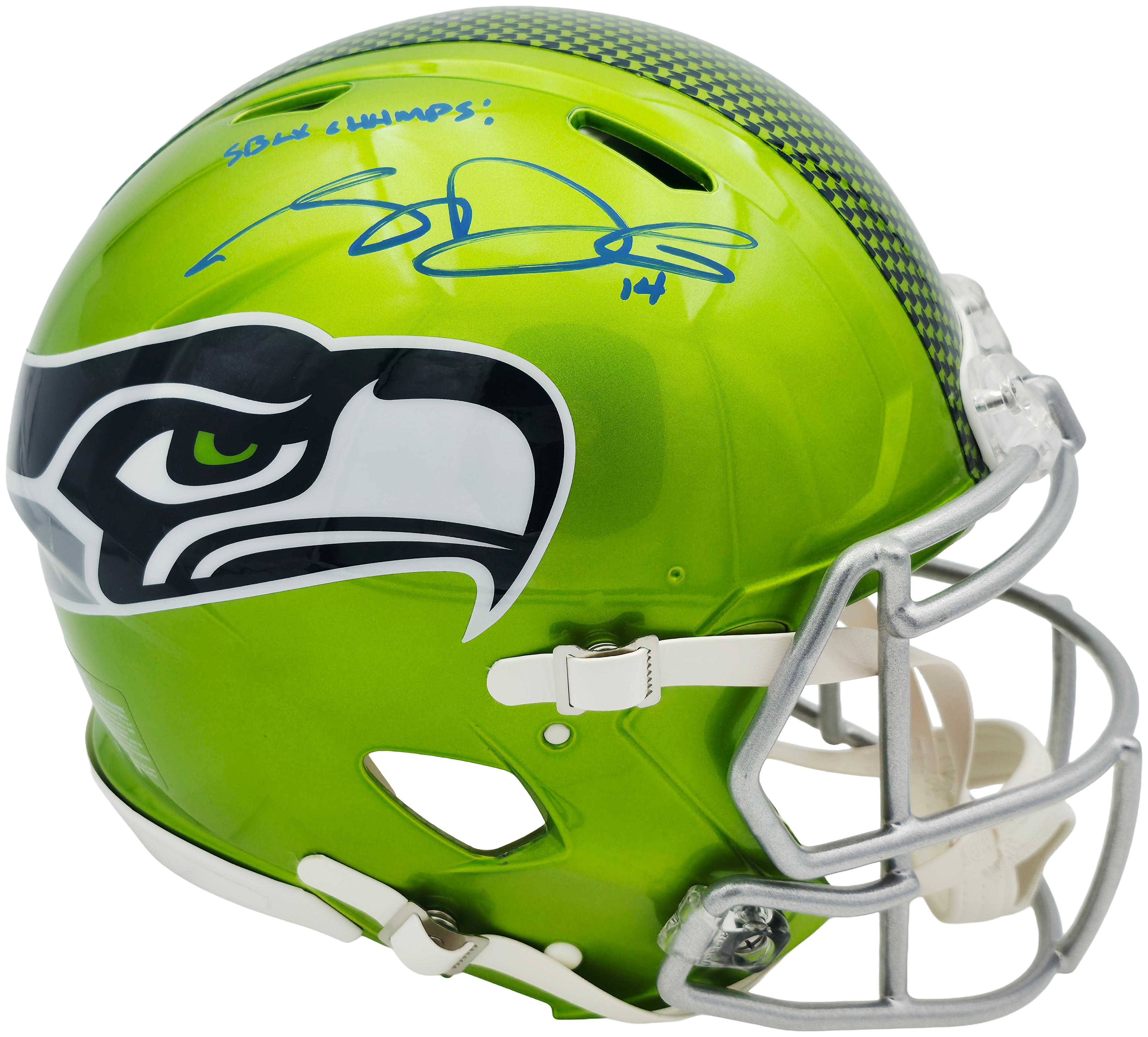 Sam Darnold Signed Seattle Seahawks Flash Green Speed Authentic Full Size Helmet “SB LX Champs” – Beckett BAS Witness