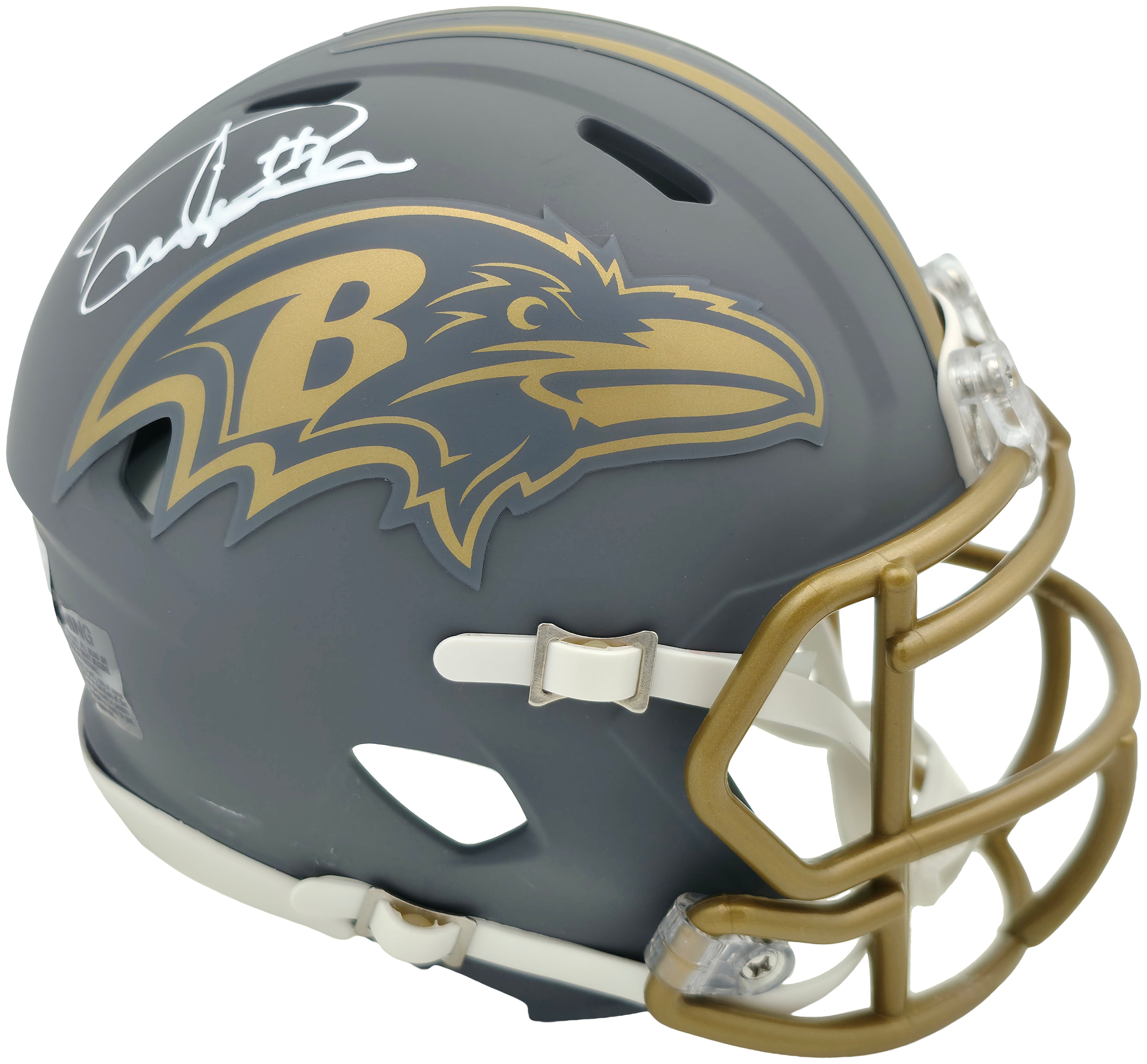 Derrick Henry Signed Ravens Slate Gray Speed Mini Helmet BAS Witness Authenticated