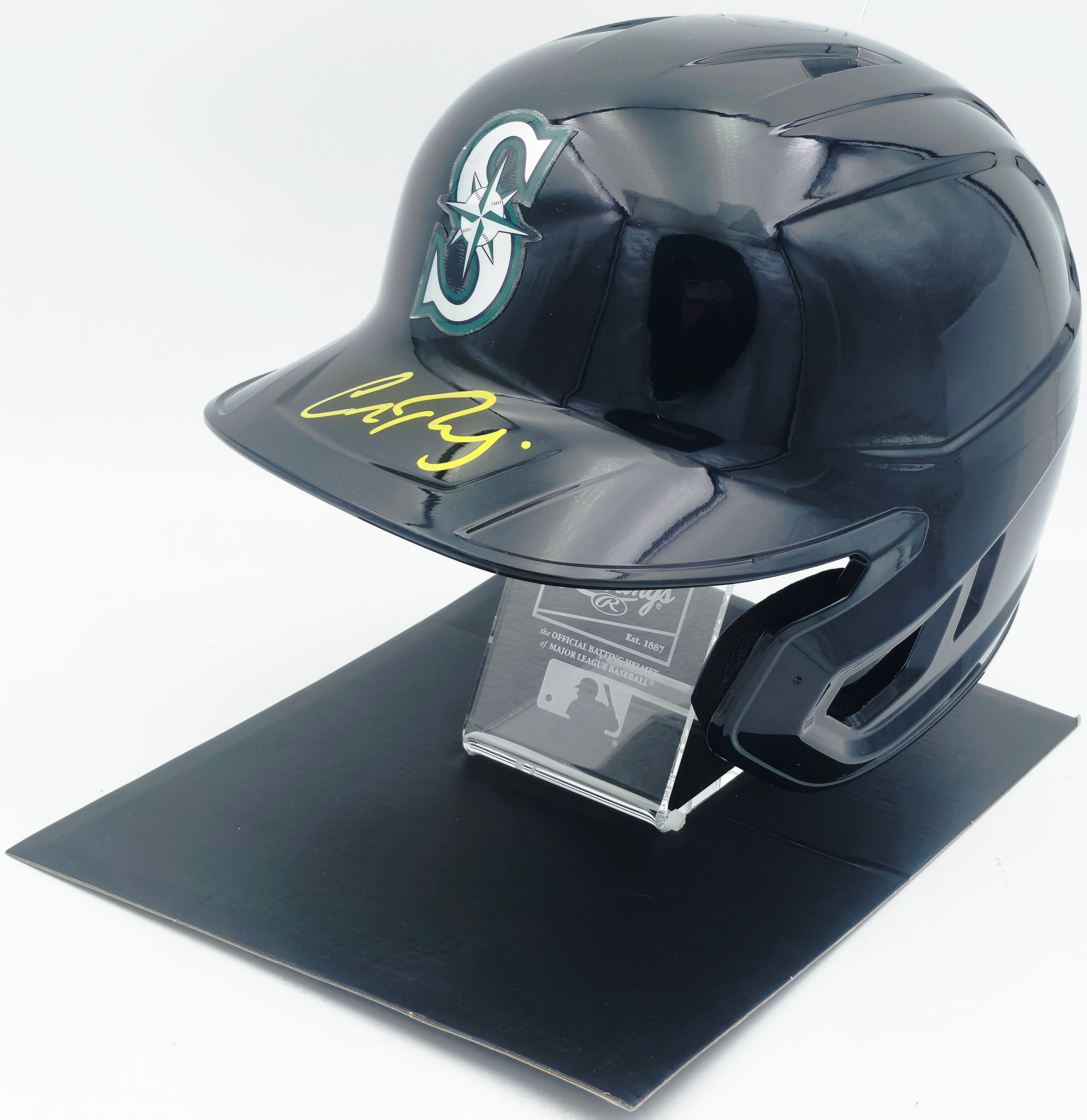 Cal Raleigh Autographed Seattle Mariners Navy Full Size Mach Pro Replica Helmet Fanatics & MLB Holo