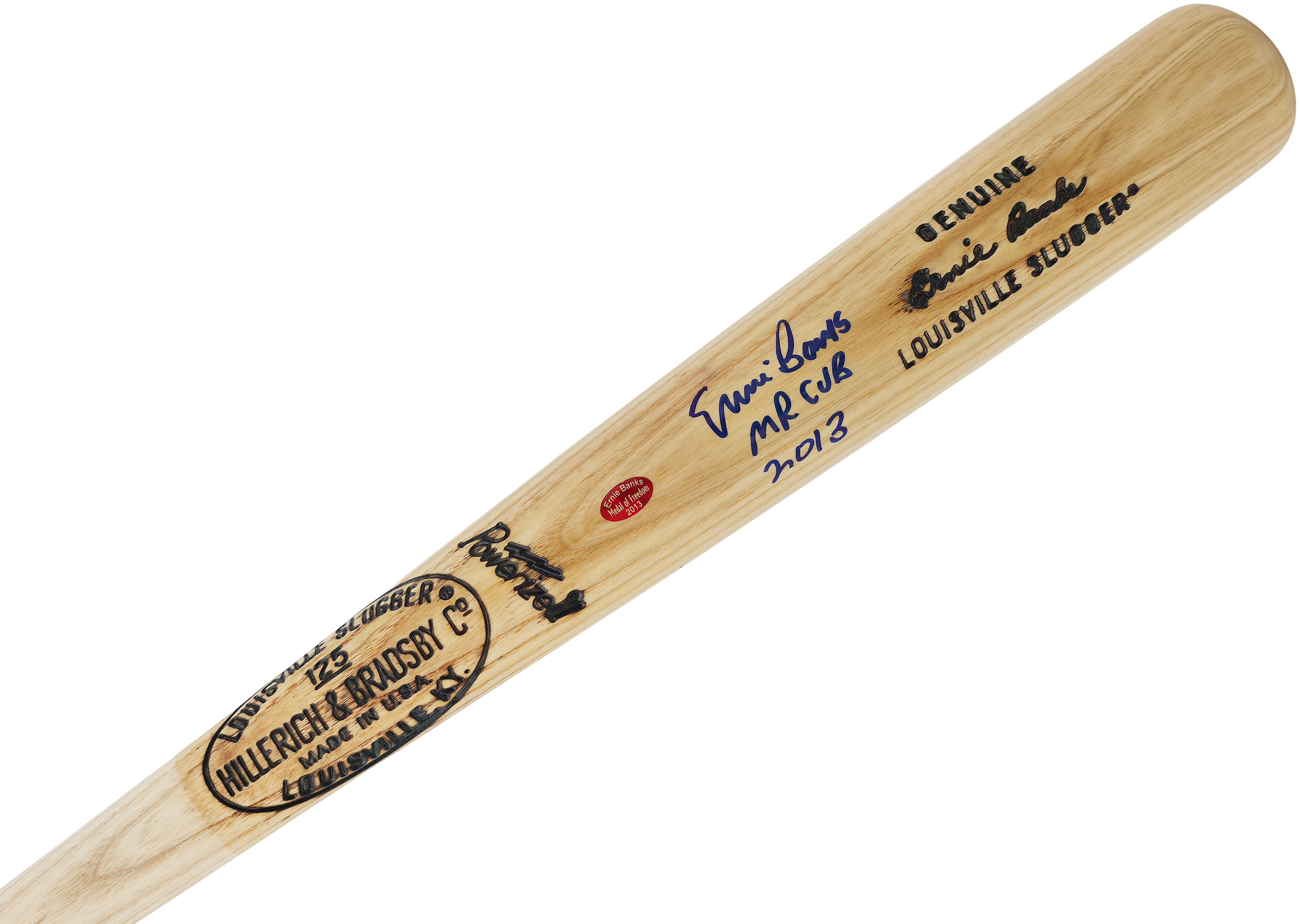 Ernie Banks Autographed Louisville Slugger Game Model Bat "Mr. Cub, 2013" BAS QR Authenticated