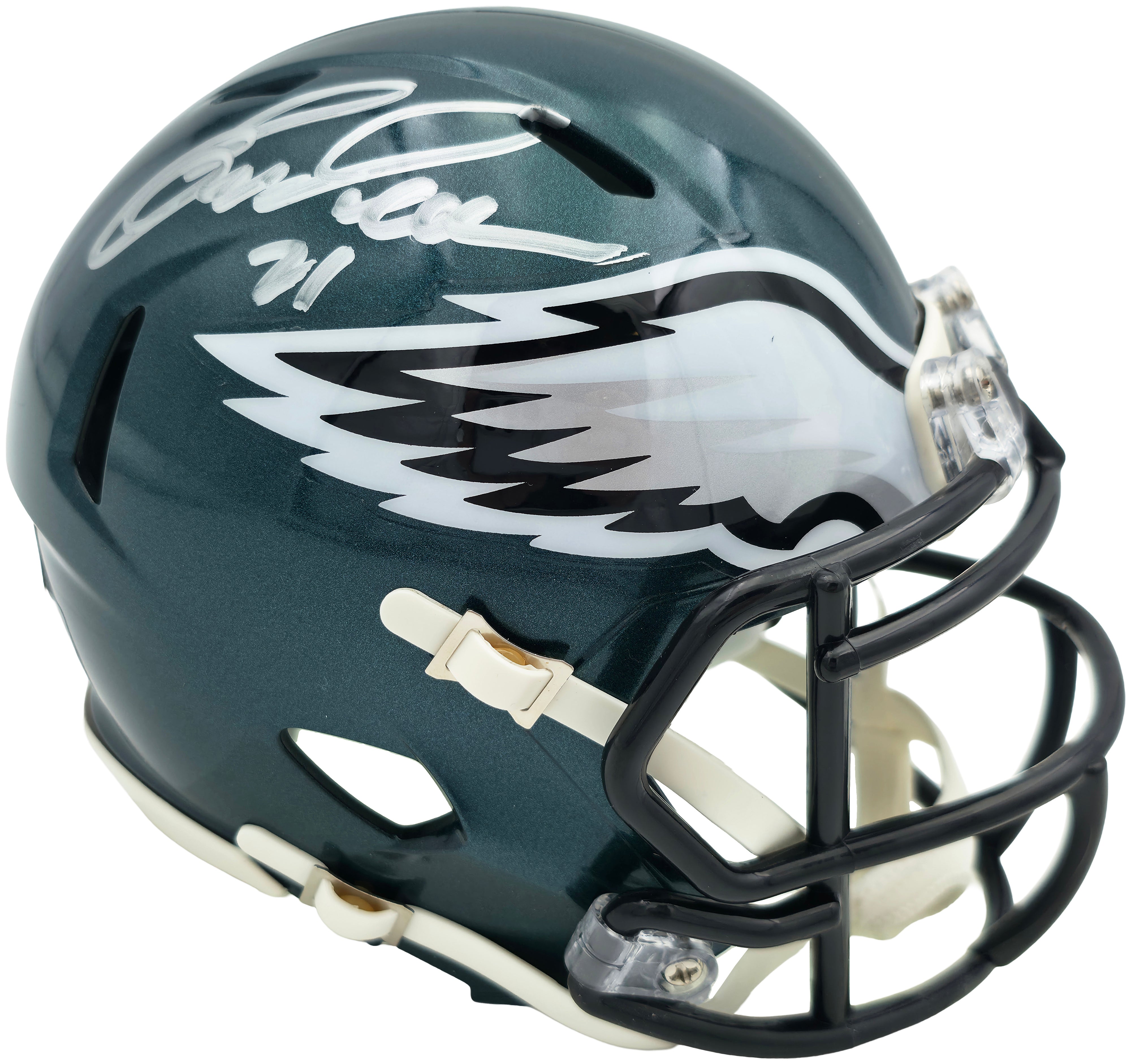 Eric Allen Autographed Philadelphia Eagles Green Speed Mini Helmet Beckett BAS QR