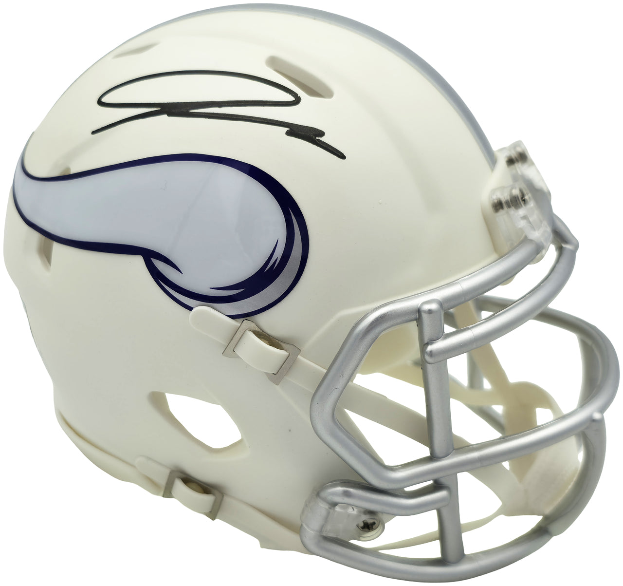 Jordan Addison Autographed Minnesota Vikings White 2024 Alternate Speed Mini Helmet (In Purple) Beckett BAS QR