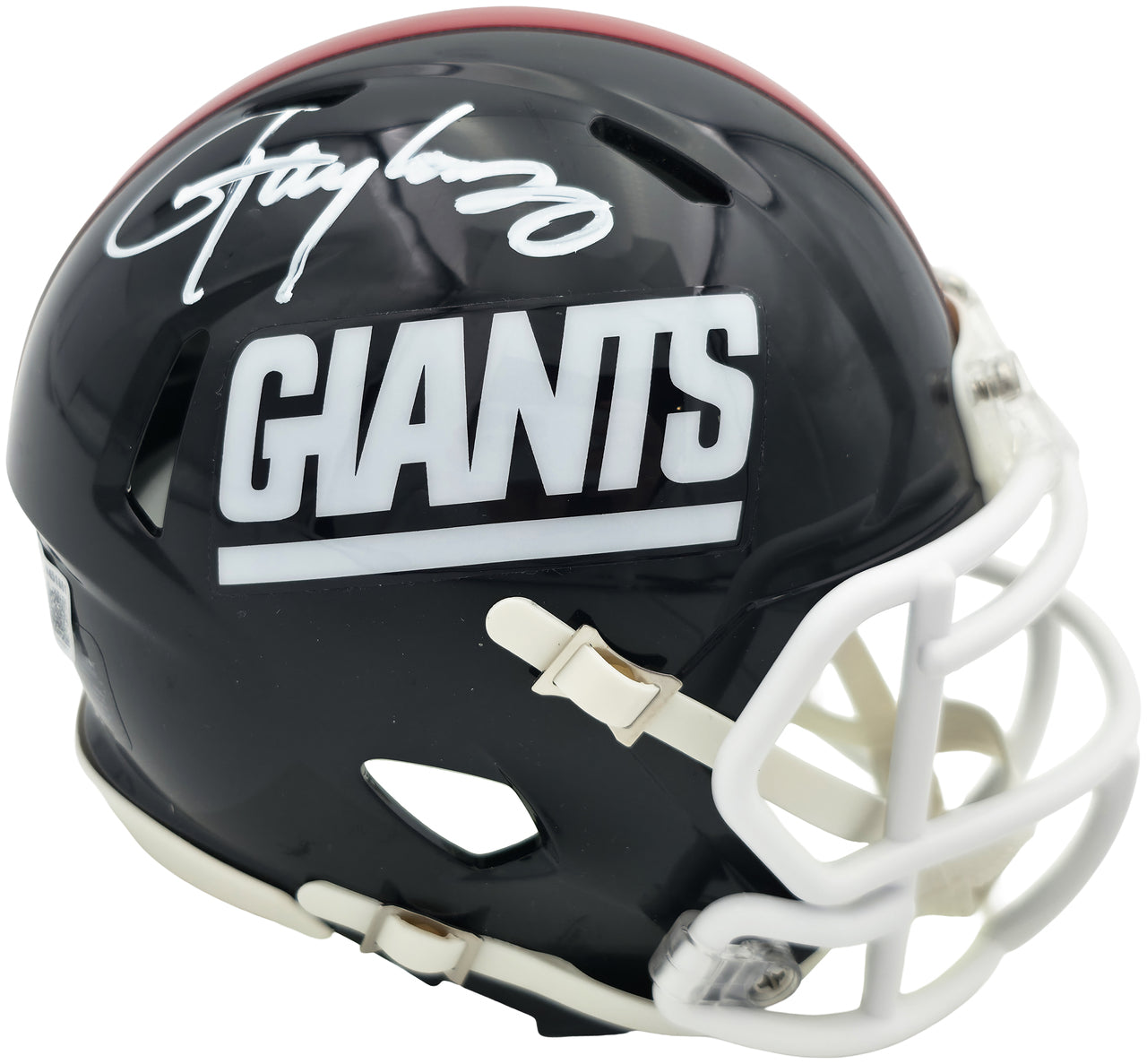 New York Giants Lawrence Taylor Autographed Blue 1980-99 Throwback Riddell Speed Mini Helmet - Beckett BAS Witness COA