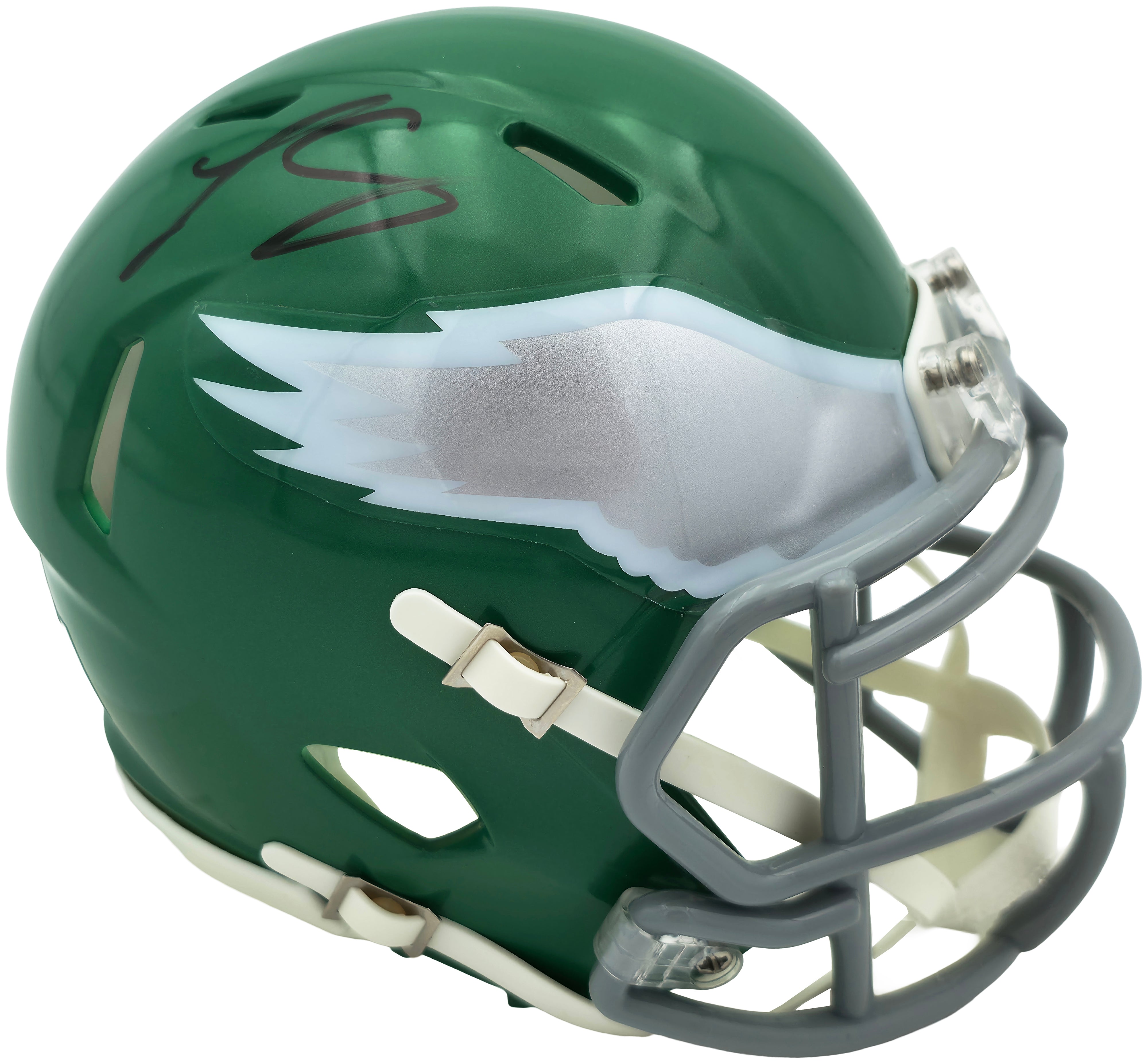 LeSean McCoy Autographed Philadelphia Eagles Green 2023 Alternate Speed Mini Helmet (In Black) Beckett BAS Witness