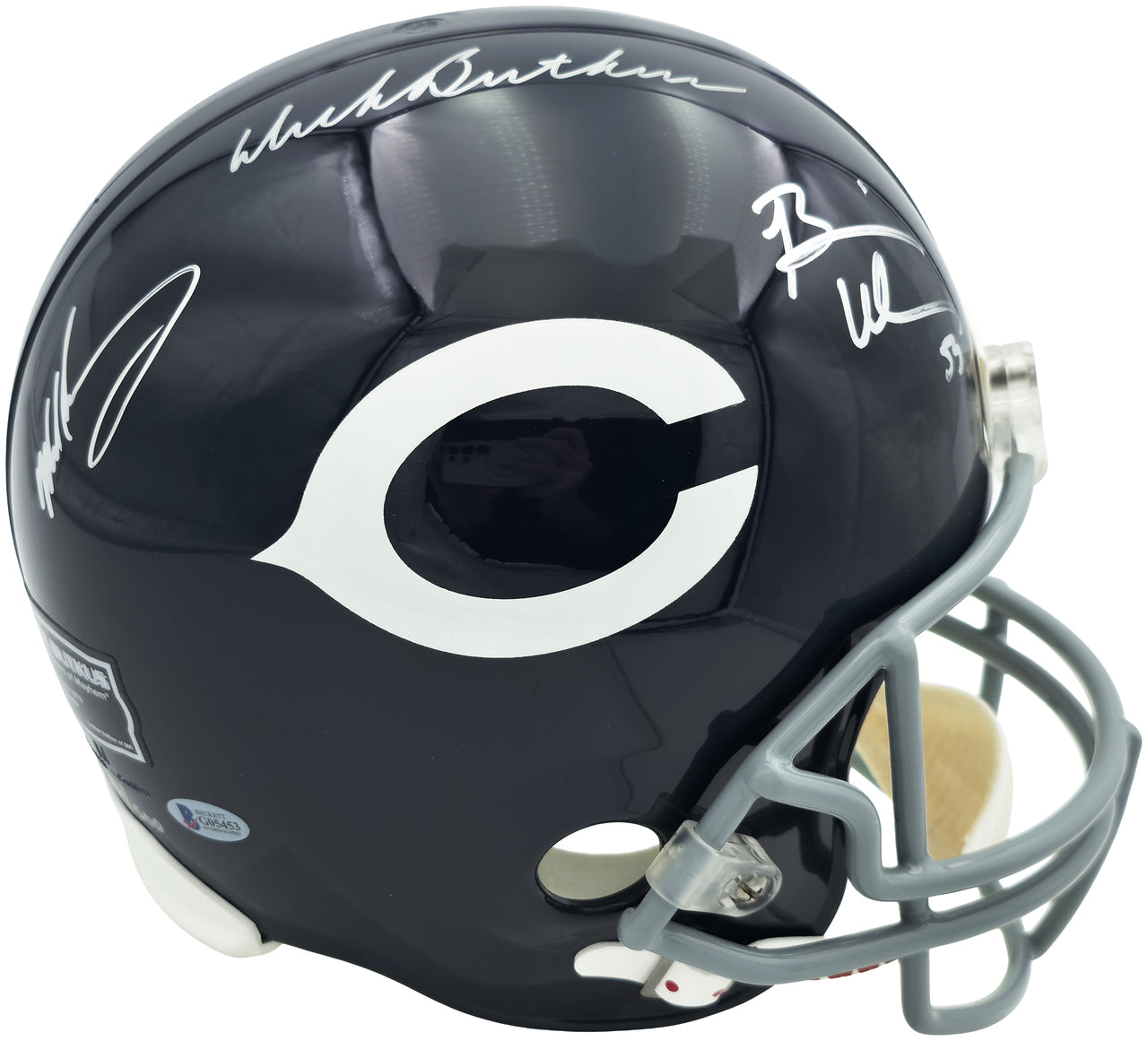 Butkus Singletary Urlacher Signed Bears Blue Replica Helmet BAS Authenticated!