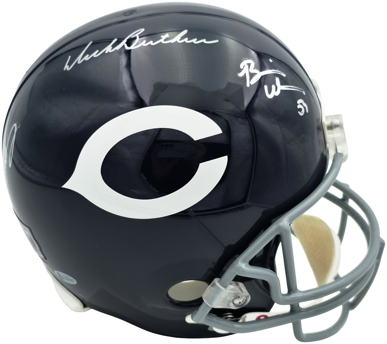Butkus Singletary Urlacher Signed Bears Blue Replica Helmet BAS Authenticated