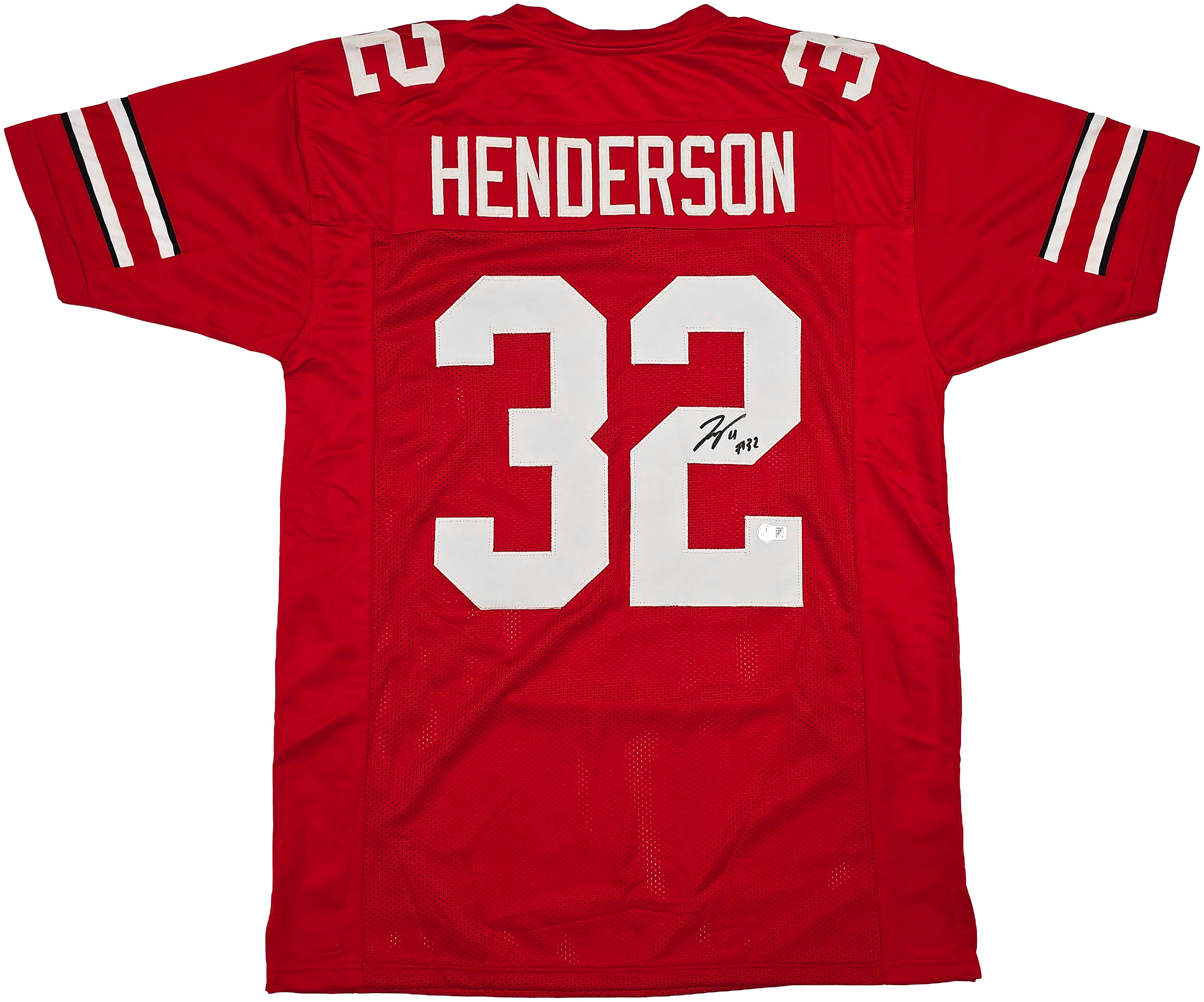 TreVeyon Henderson Signed Ohio State Buckeyes Red Jersey BAS Witness Authenticated