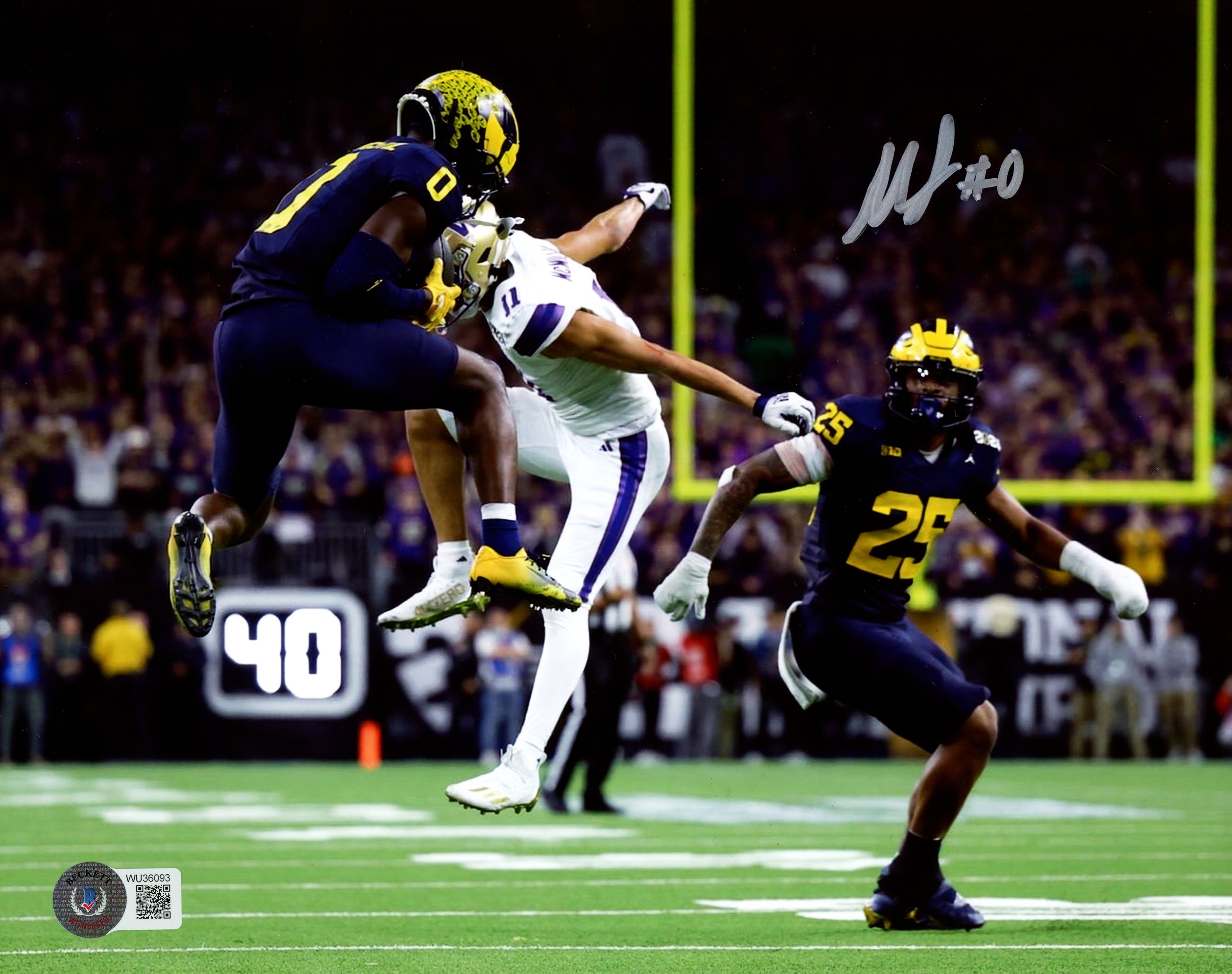 Mike Sainristil Autographed 8x10 Photo Michigan Wolverines Beckett BAS Witness
