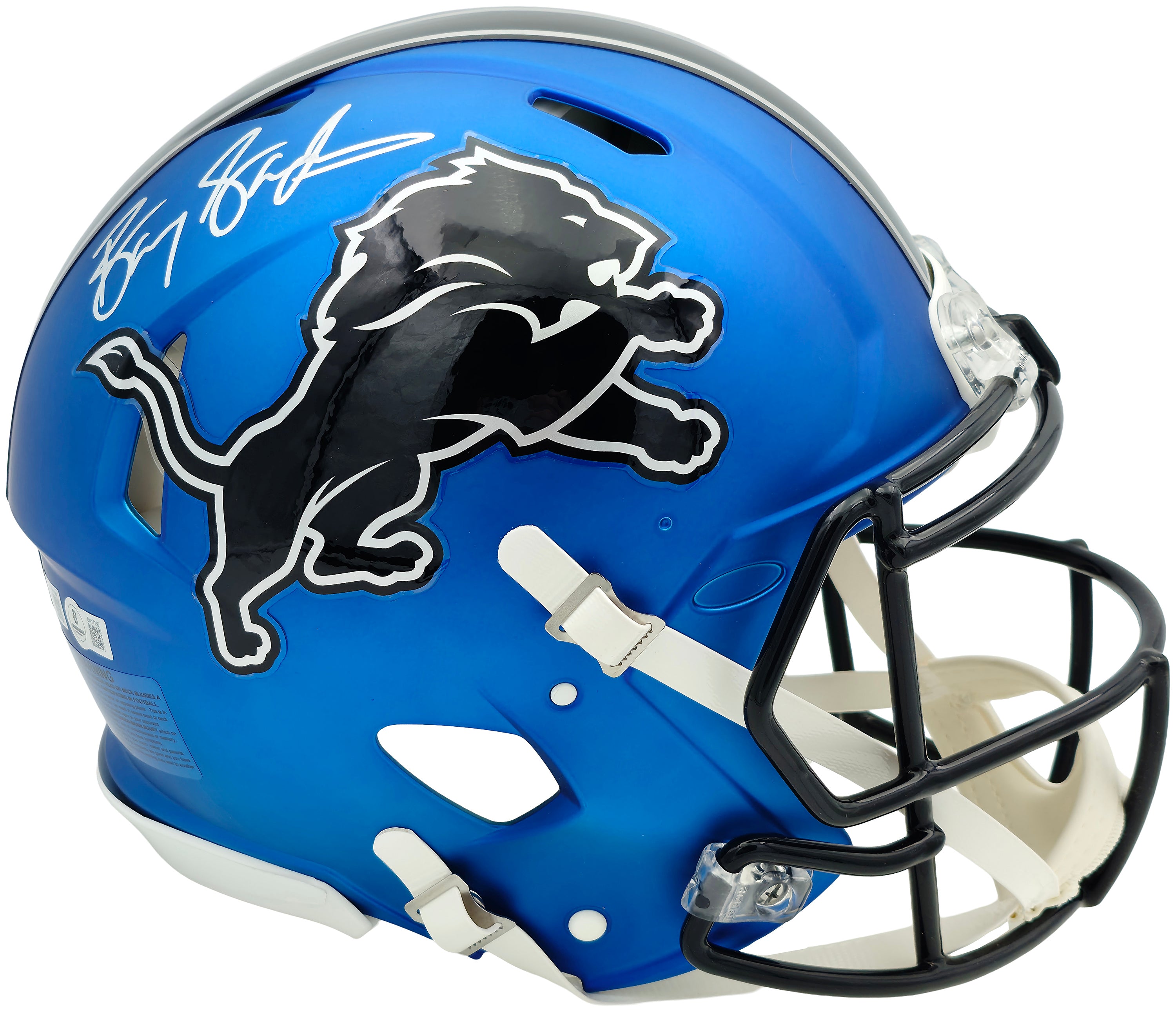 Barry Sanders Signed Detroit Lions 2024 Alternate Blue Speed Authentic Full Size Helmet – Beckett BAS
