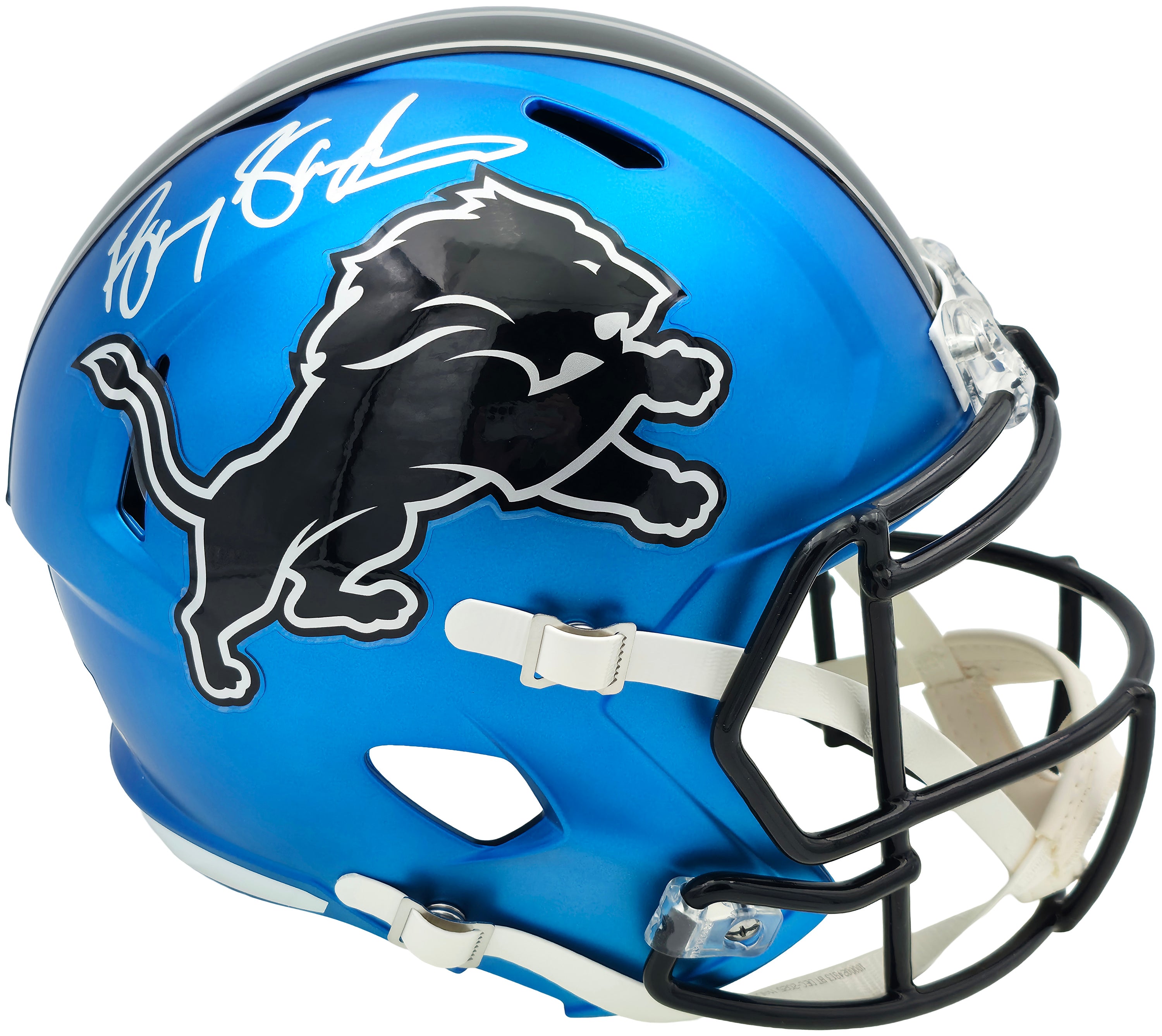 Barry Sanders Signed Detroit Lions 2024 Alternate Blue Speed Replica Full Size Helmet – Beckett BAS