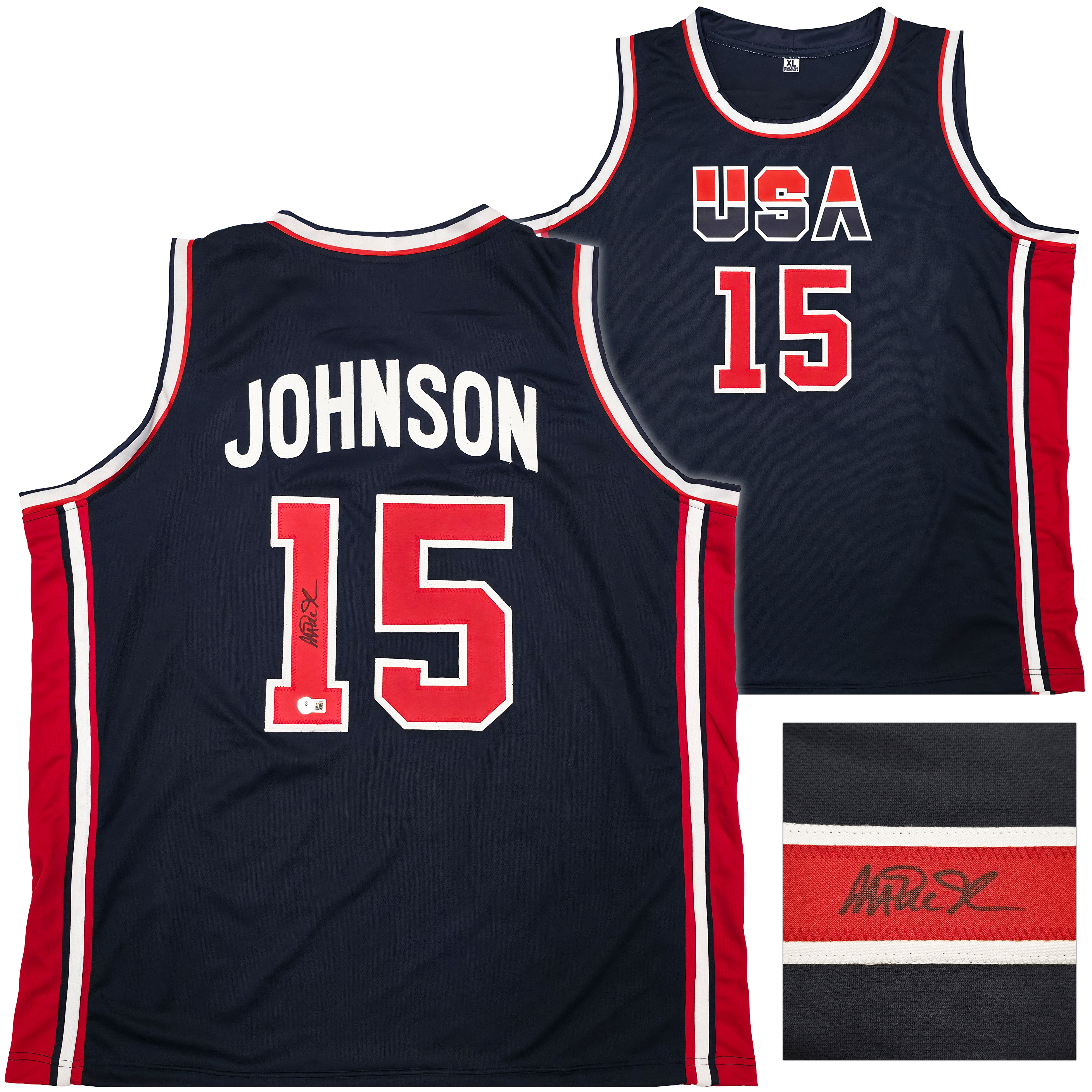 Magic Johnson Signed Team USA Blue Custom Basketball Jersey – Beckett BAS QR Certified
