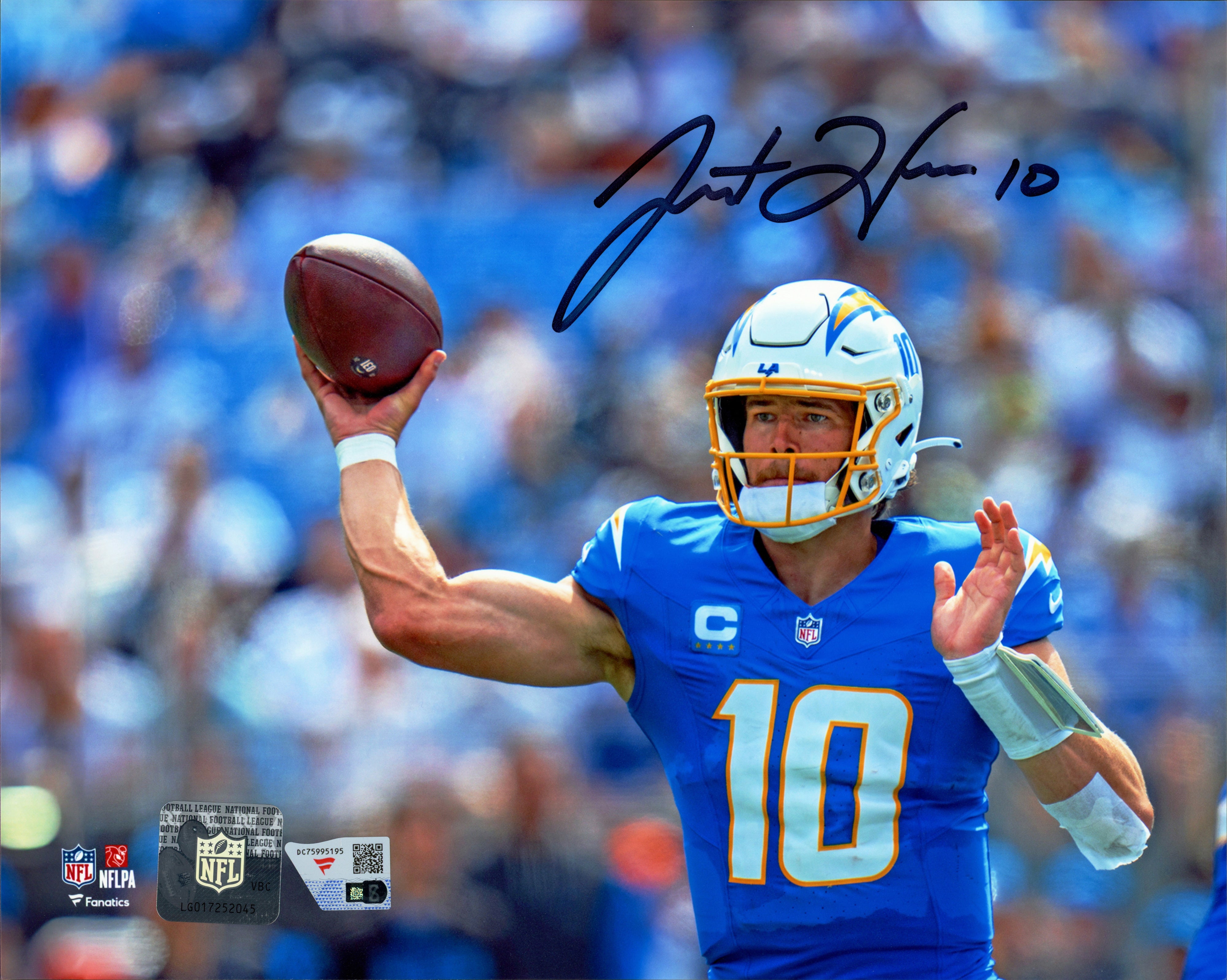 Justin Herbert Signed Chargers 8x10 Photo Fanatics Authentic Authenticated