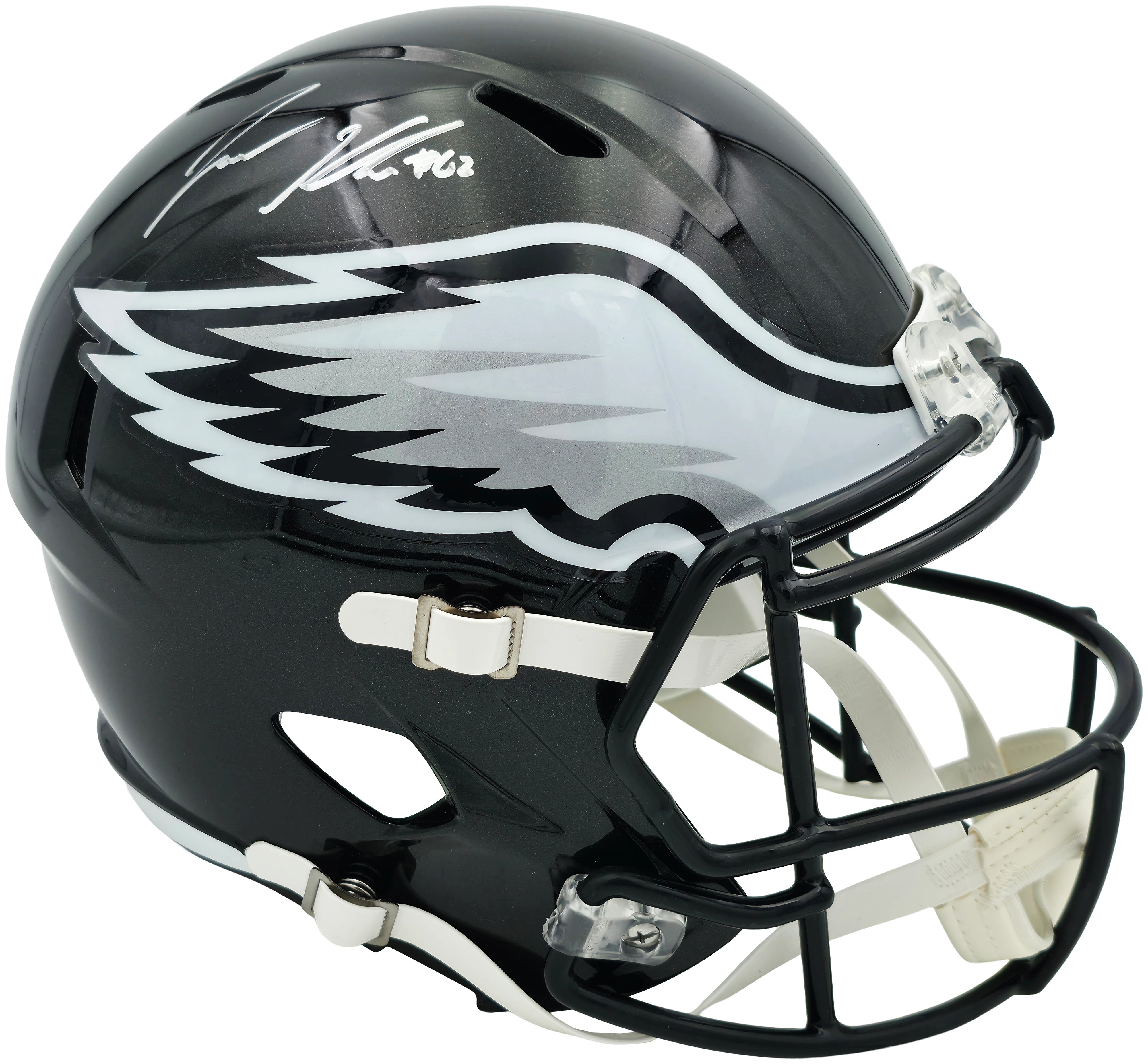 Jason Kelce Signed Eagles Black 2022 Alternate Speed Replica Helmet PSA/DNA