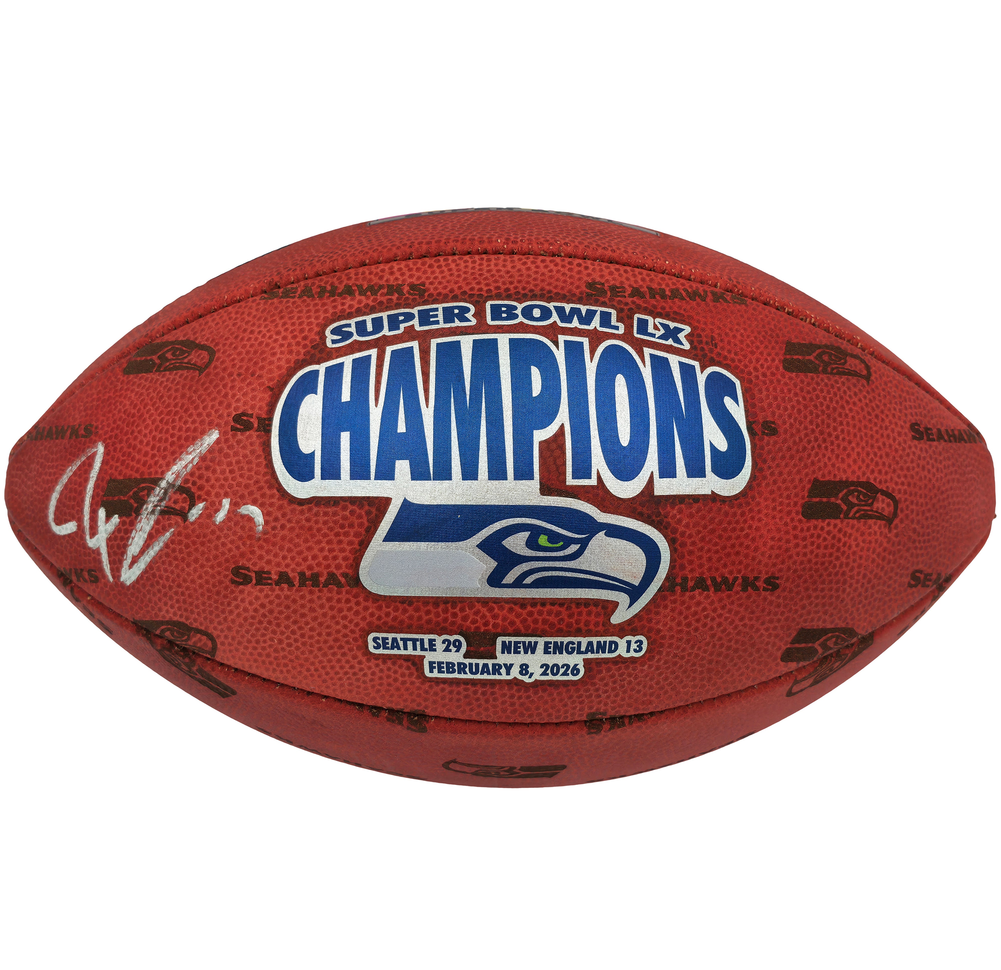Jaxon Smith-Njigba Autographed Seattle Seahawks Official Super Bowl LX Logo Leather Football Fanatics Holo!