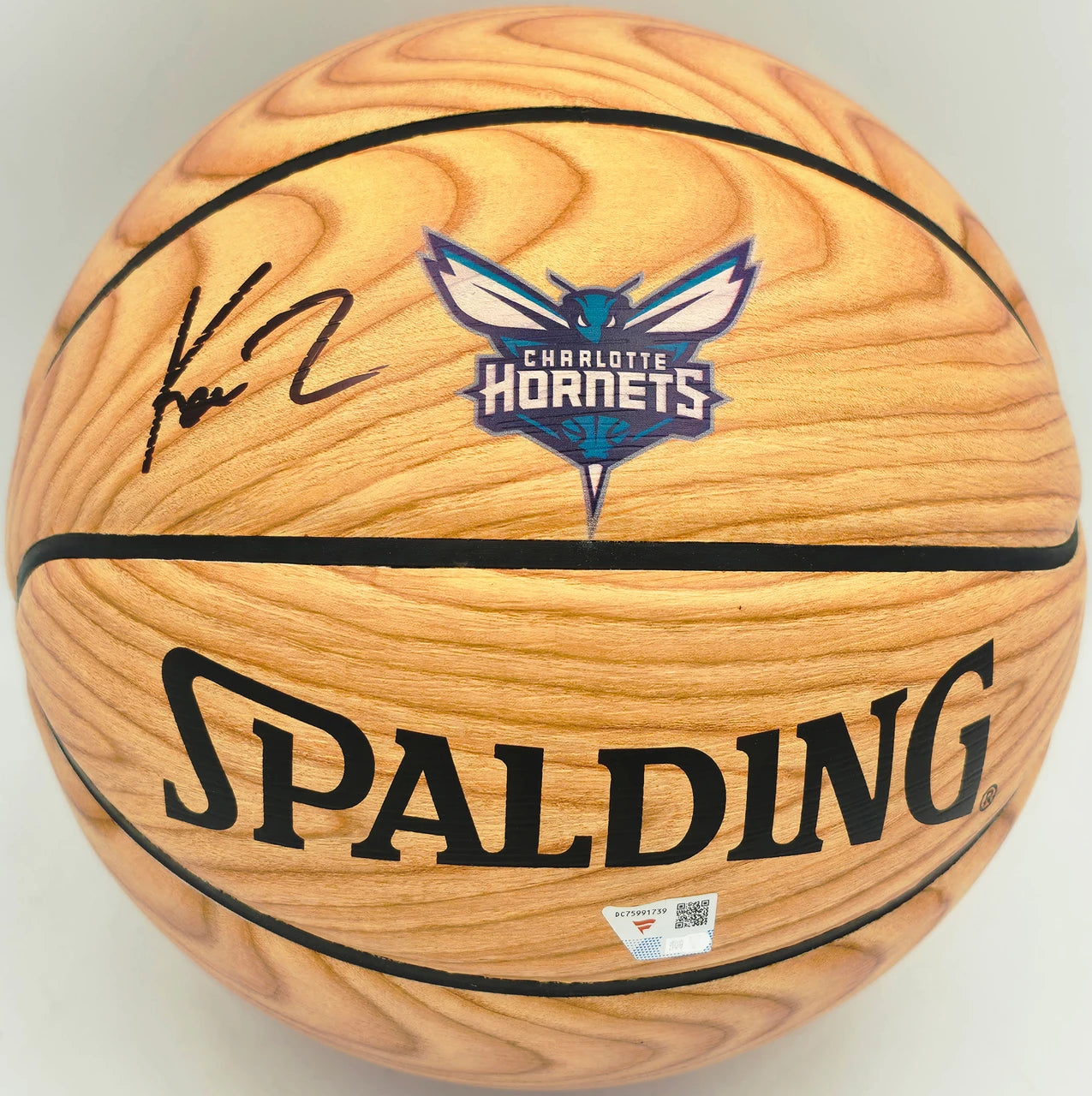 Kon Knueppel Autographed Official Spalding Charlotte Hornets Wood Logo Basketball Fanatics Holo