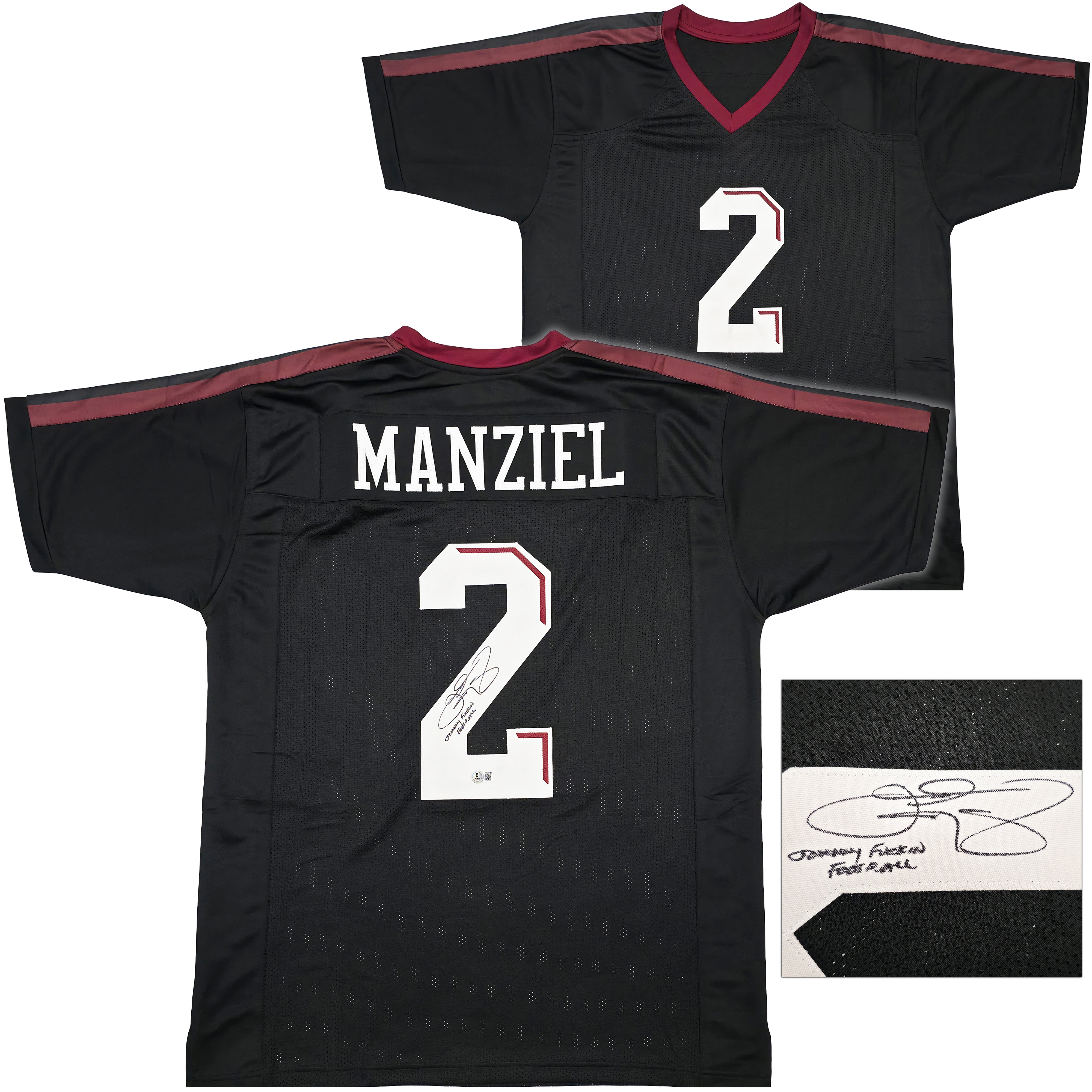 Johnny Manziel "Johnny F'cking Football" Signed A&M Black Jersey BAS Witness