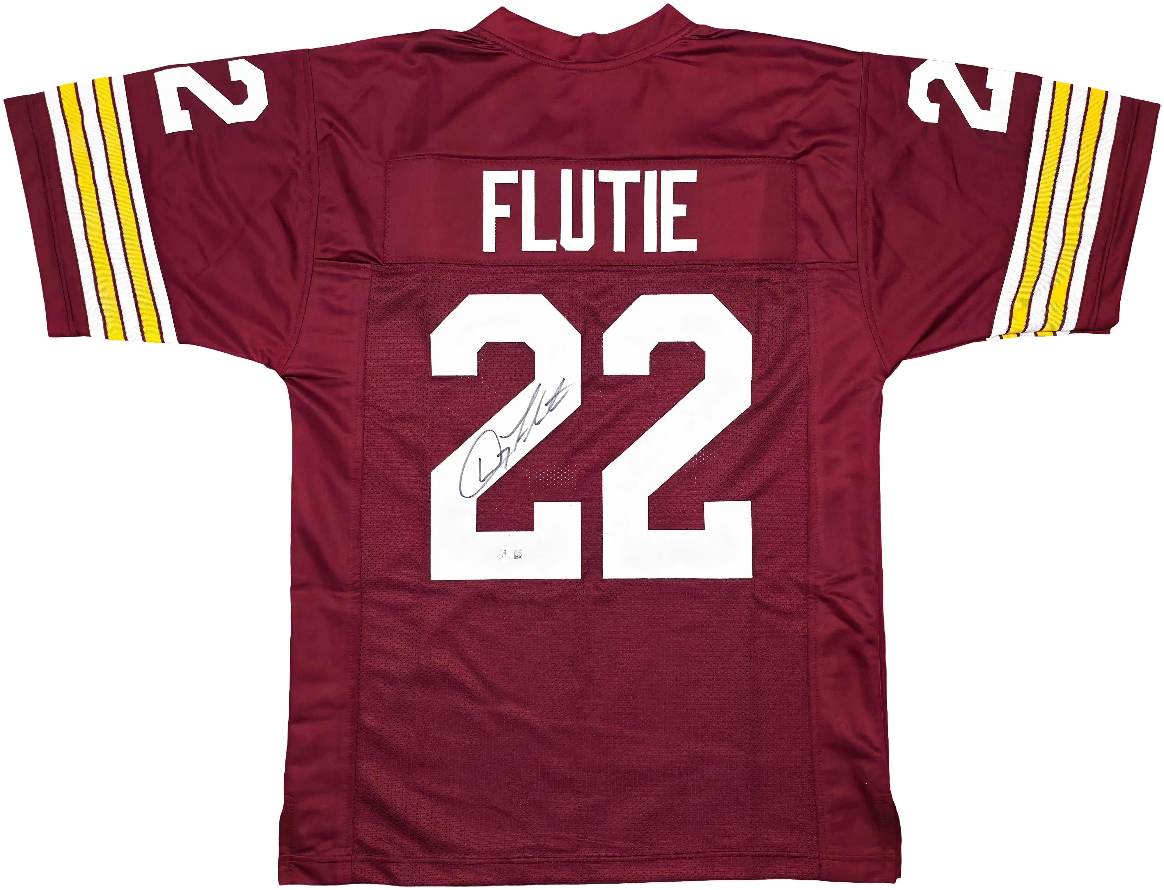 Boston College Eagles Doug Flutie Autographed Red Jersey Beckett BAS Witness