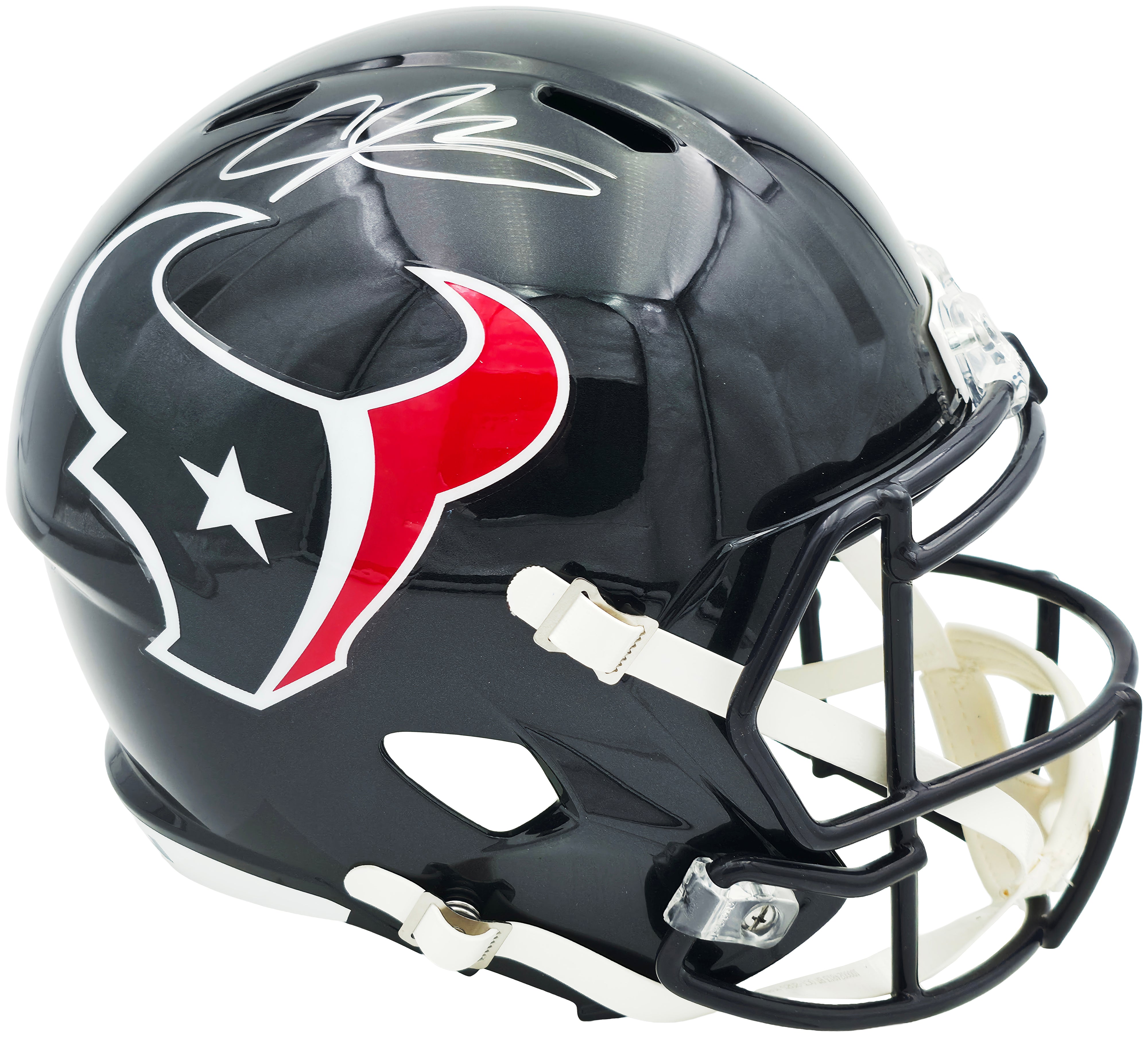 Andre Johnson Signed Texans Blue 2024 Speed Replica Helmet BAS Witness Authenticated