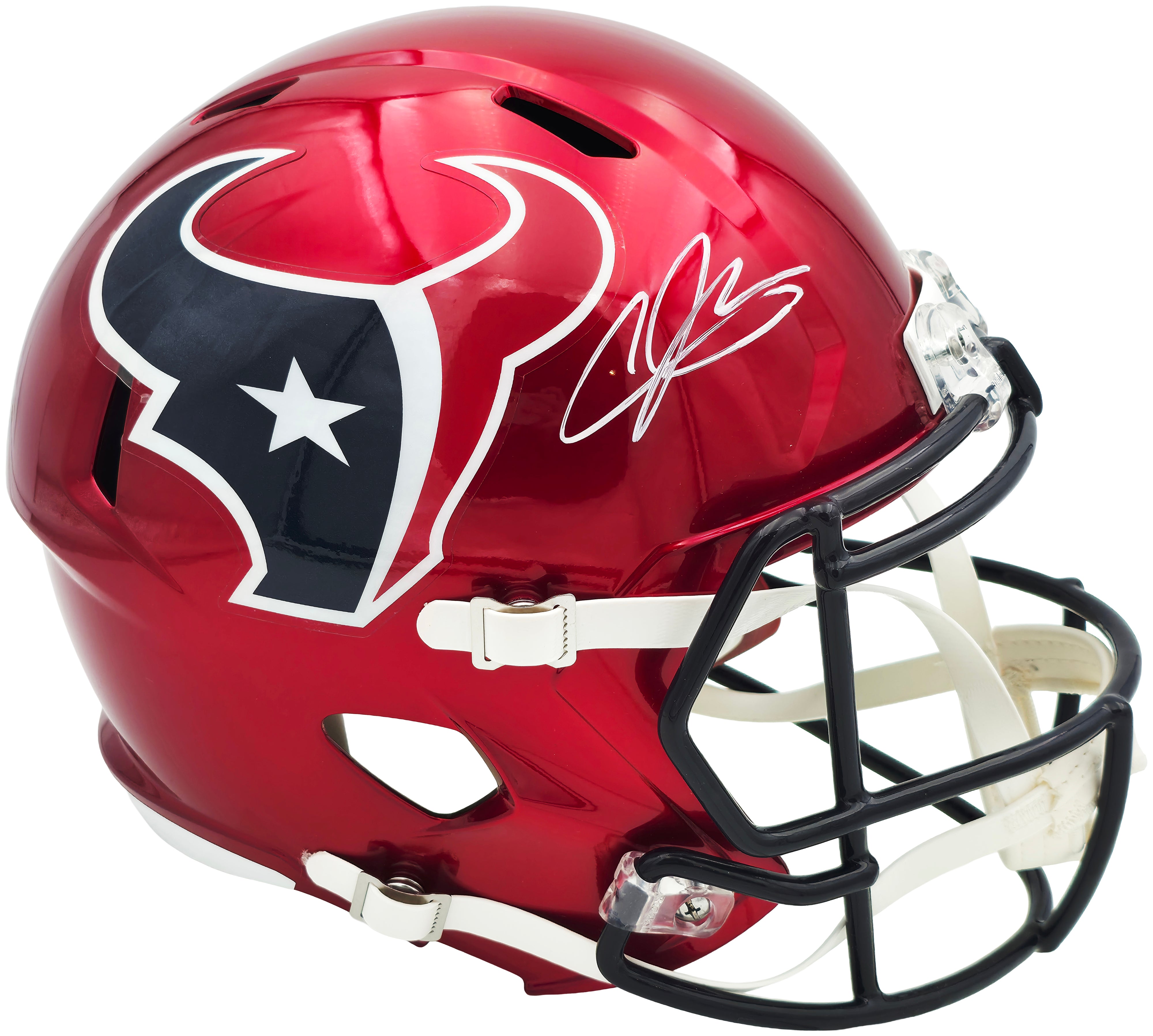 Andre Johnson Signed Texans Red 2022 Alternate Replica Helmet BAS Witness Authenticated