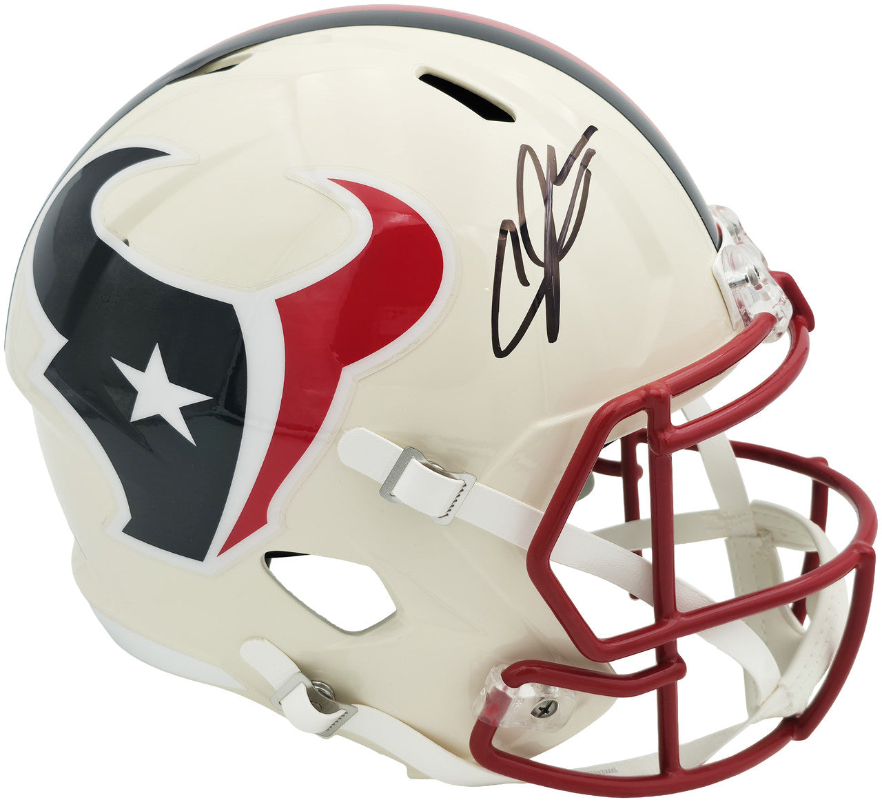 Andre Johnson Signed Texans Cream Retro Speed Replica Helmet BAS Witness Authenticated