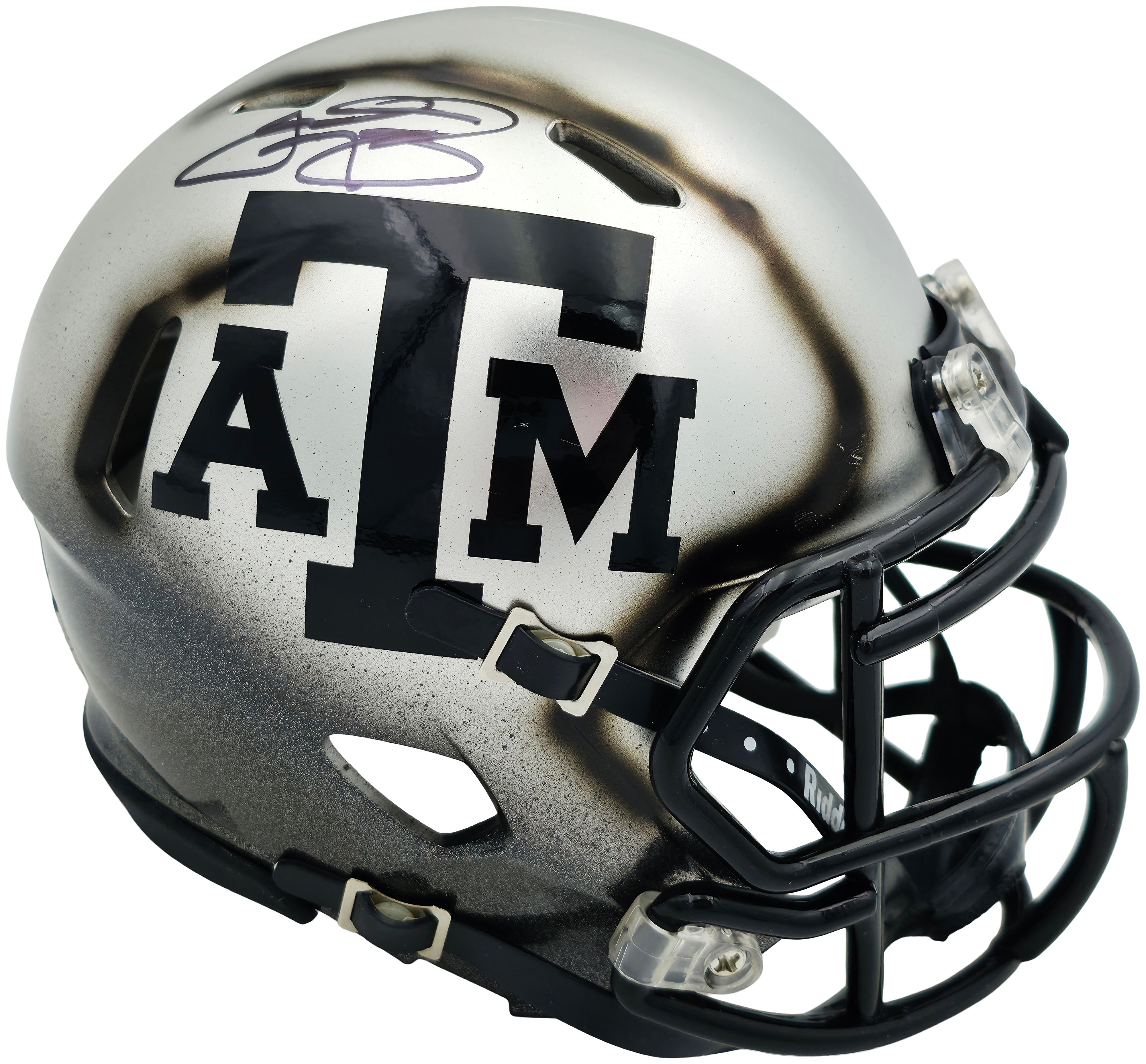 Manziel Signed A&M Silver Ice Speed Mini Helmet BAS Witness Authenticated