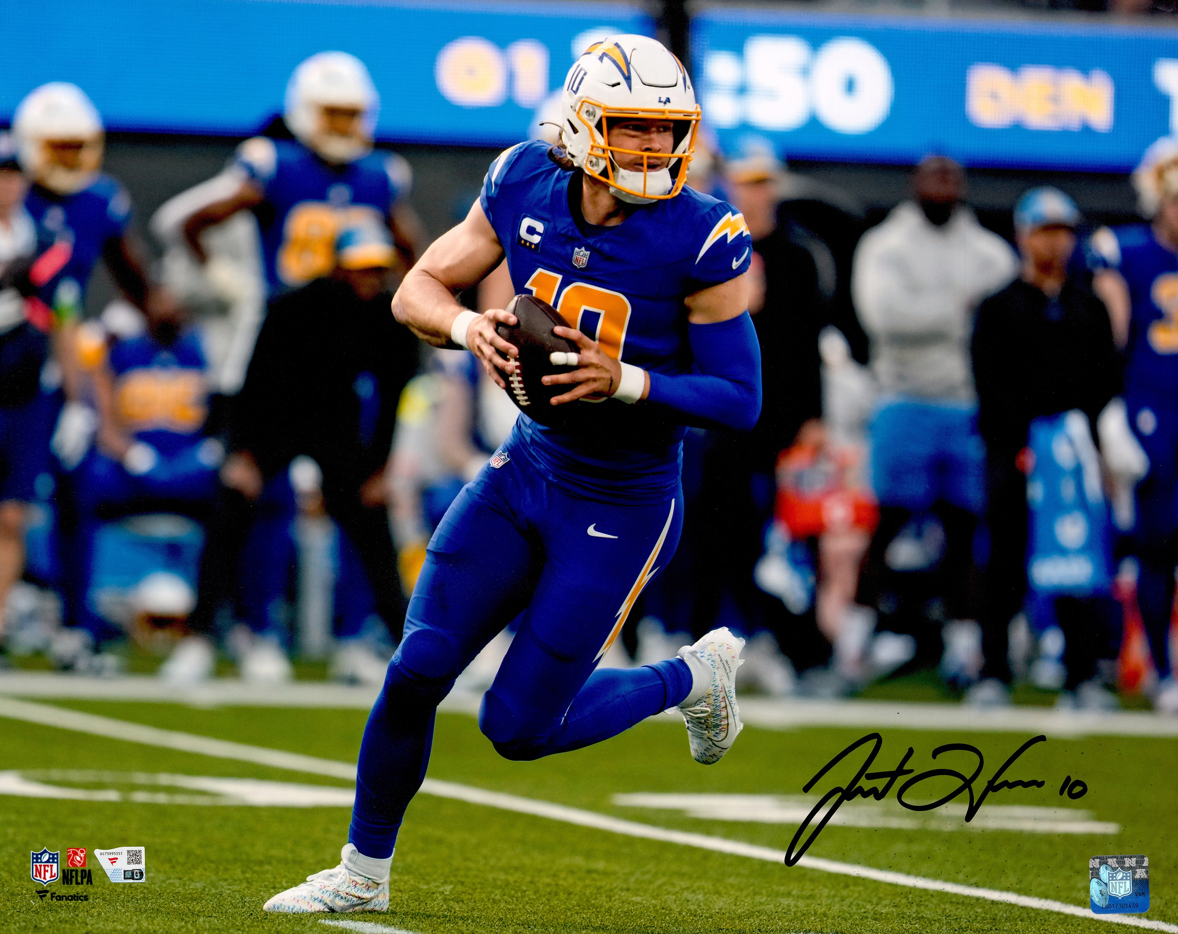 Justin Herbert Autographed 16x20 Photo Los Angeles Chargers Fanatics Hologram!