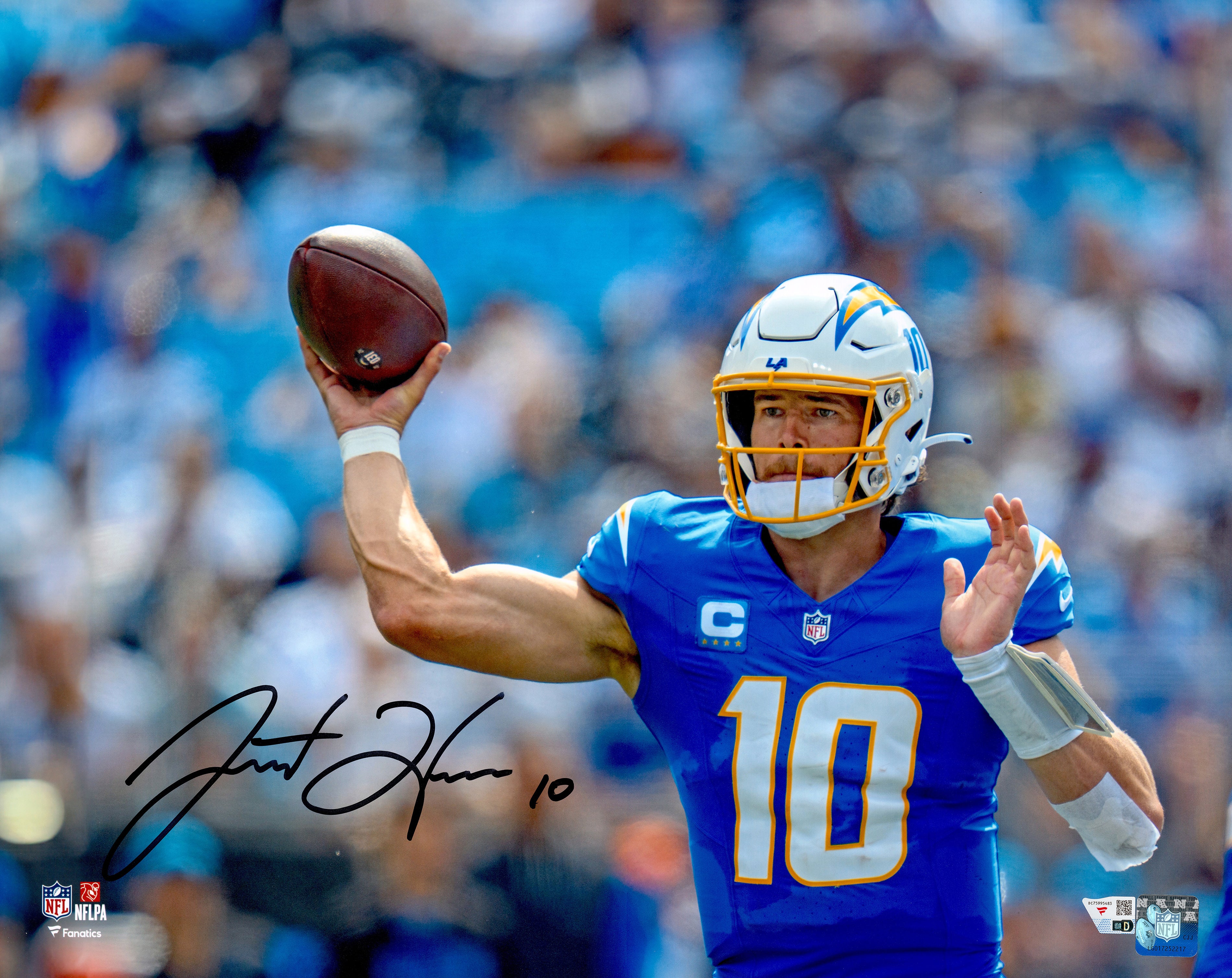 Justin Herbert Autographed 16x20 Photo Los Angeles Chargers Fanatics Hologram
