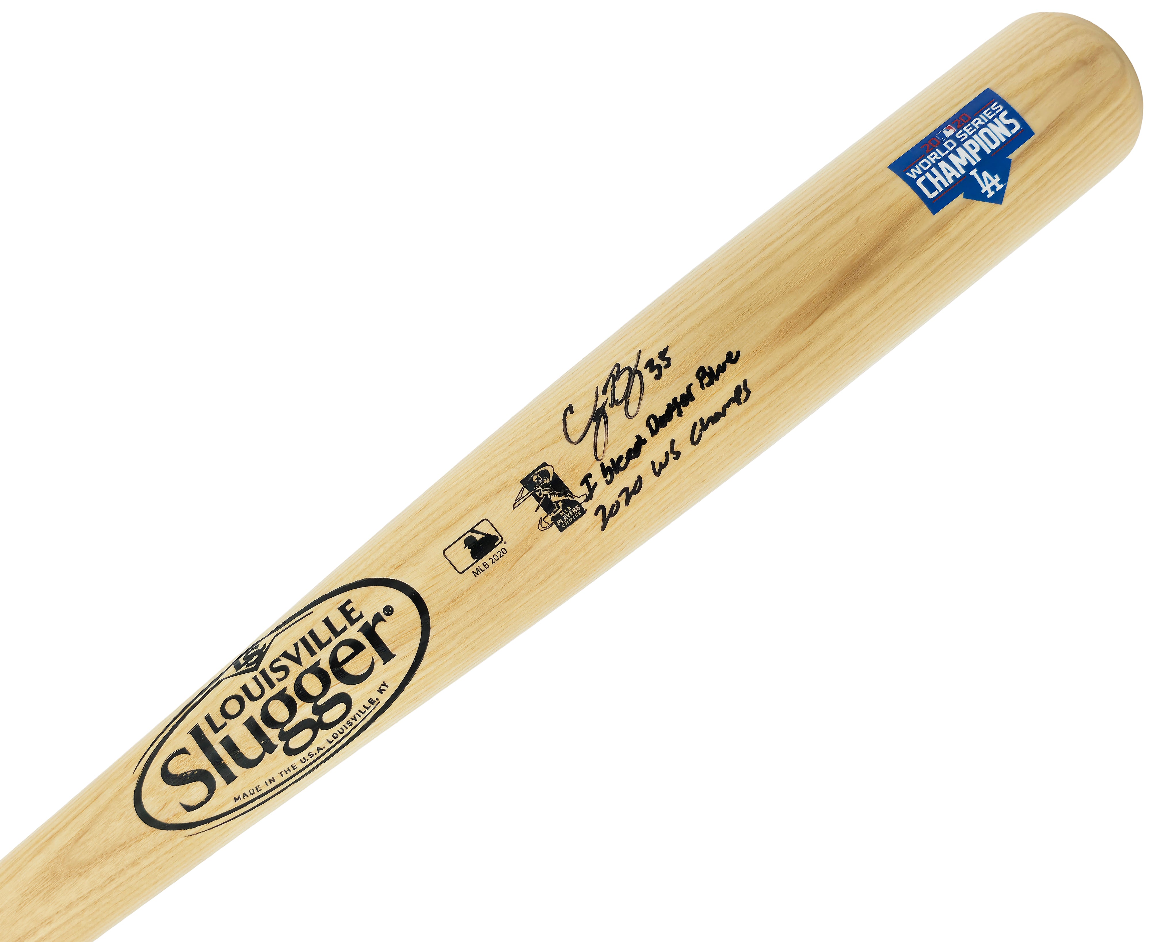 Cody Bellinger Signed Blonde 2020 WS Logo Louisville Slugger Bat - Fanatics + MLB Holo