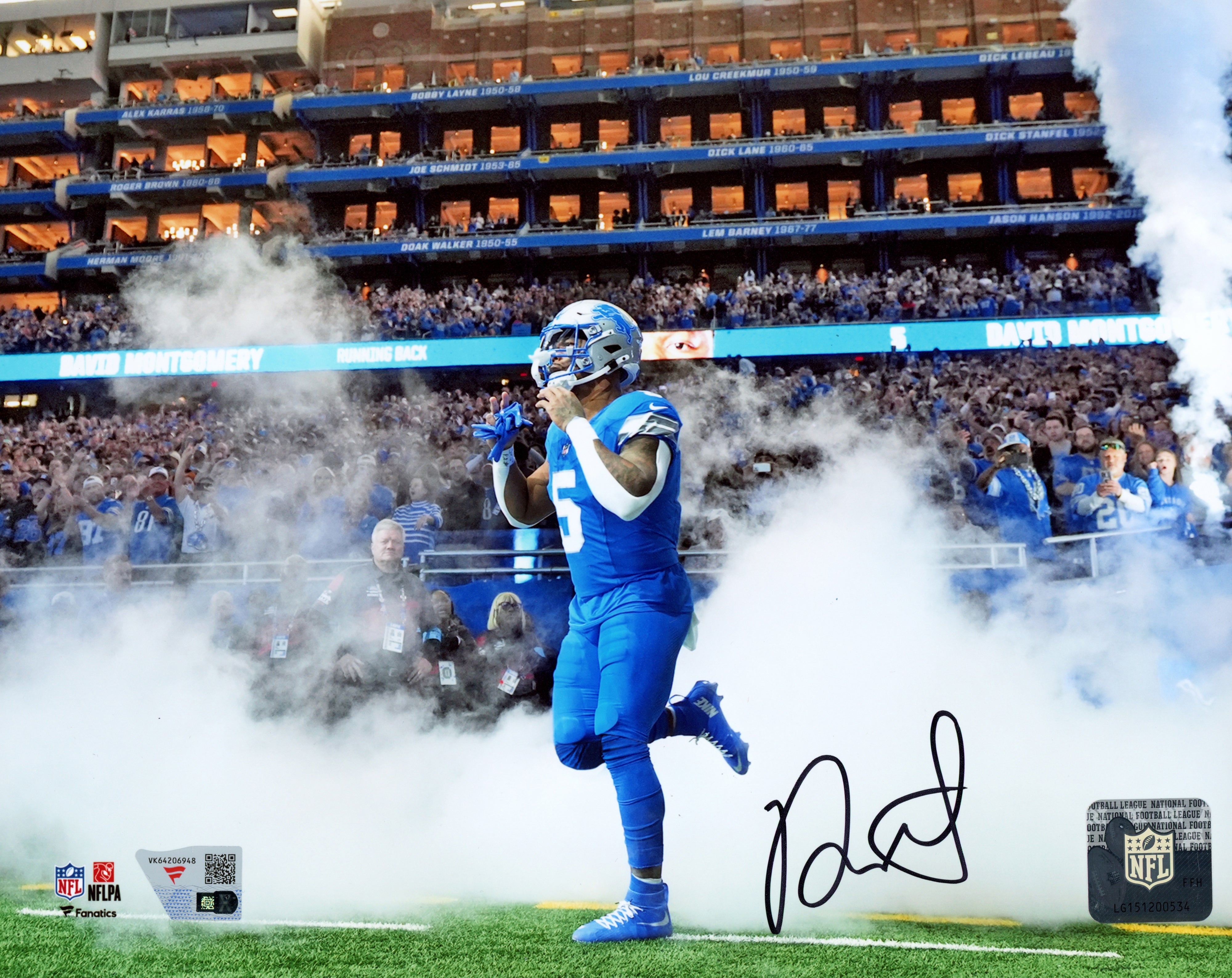 David Montgomery Autographed 8x10 Photo Detroit Lions Fanatics Holo Stock #262987