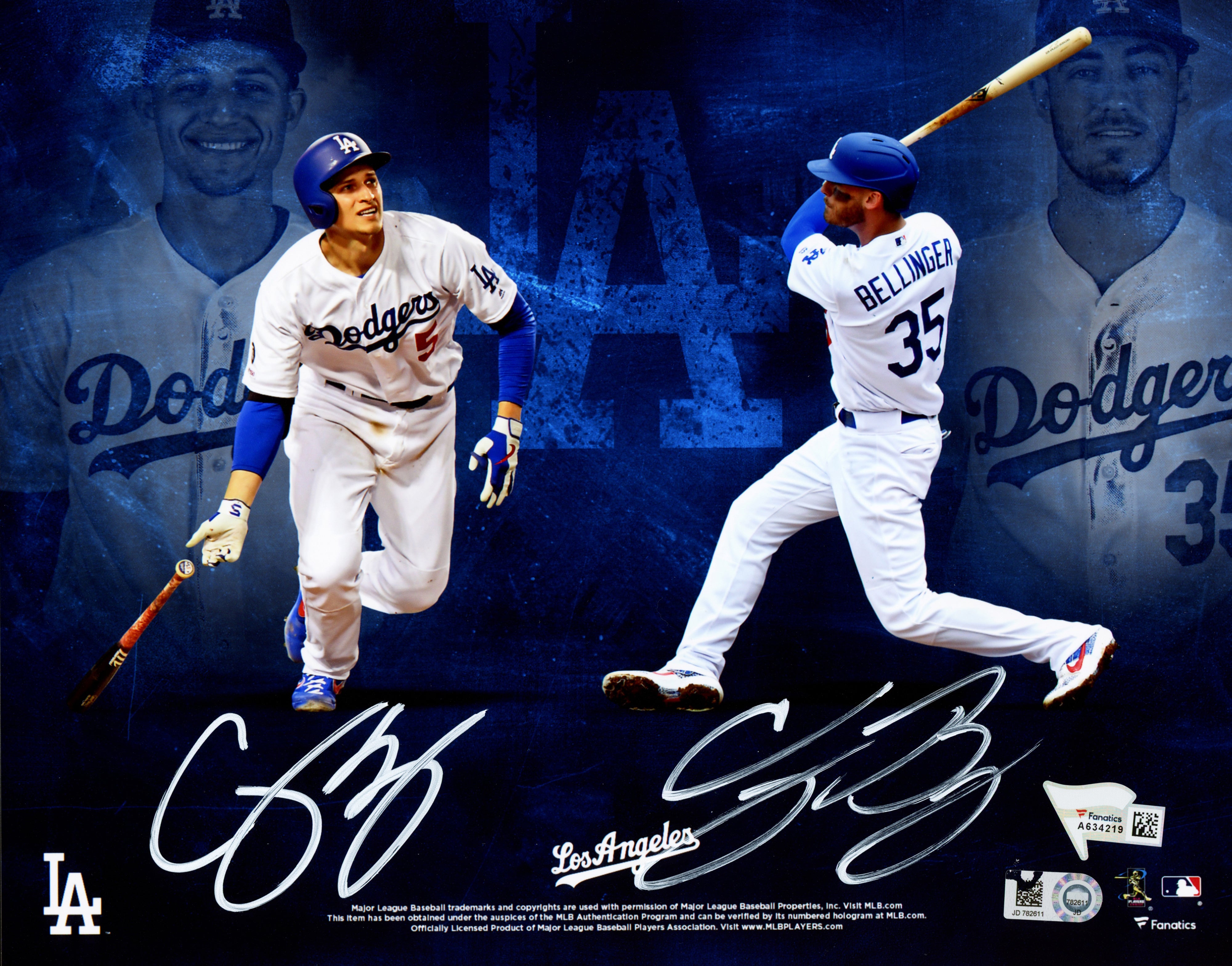 Corey Seager & Cody Bellinger Autographed 8x10 Photo Los Angeles Dodgers Fanatics & MLB Holo