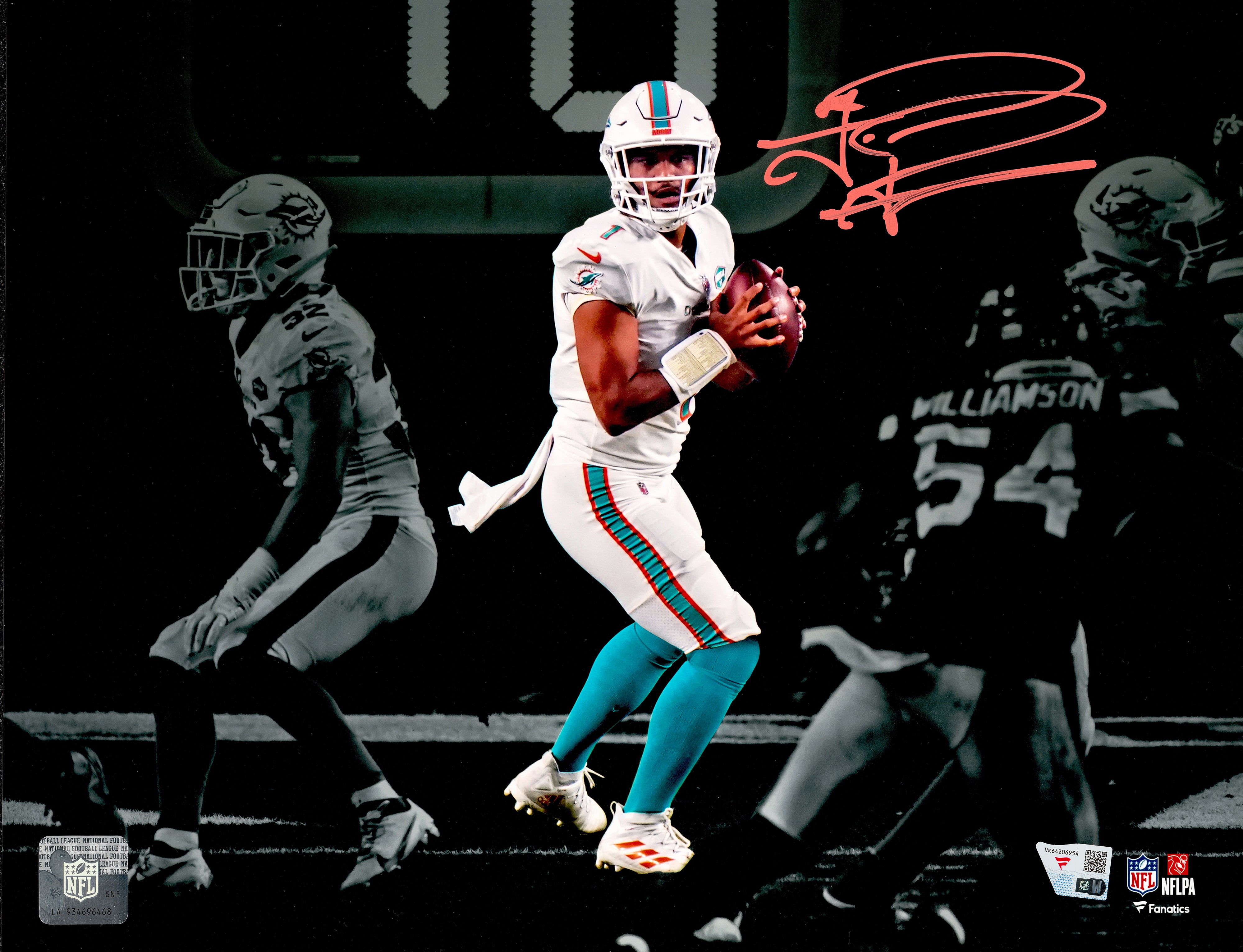 Tua Tagovailoa Autographed 11x14 Photo Miami Dolphins Spotlight Fanatics Holo Stock #262990