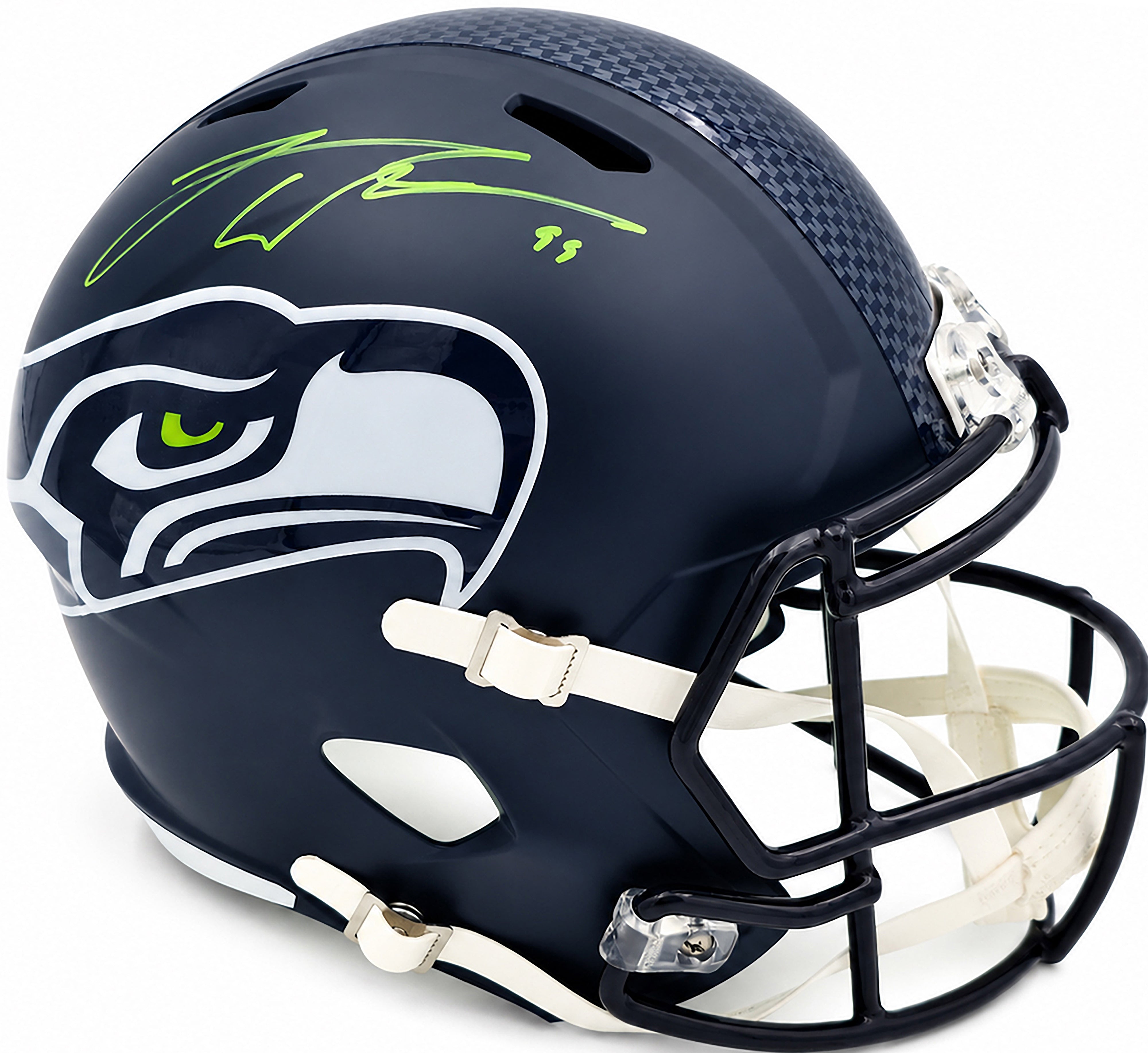 Leonard Williams Autographed Seattle Seahawks Blue Full Size Super Bowl LX Champions Logo Speed Replica Helmet Beckett BAS Witness