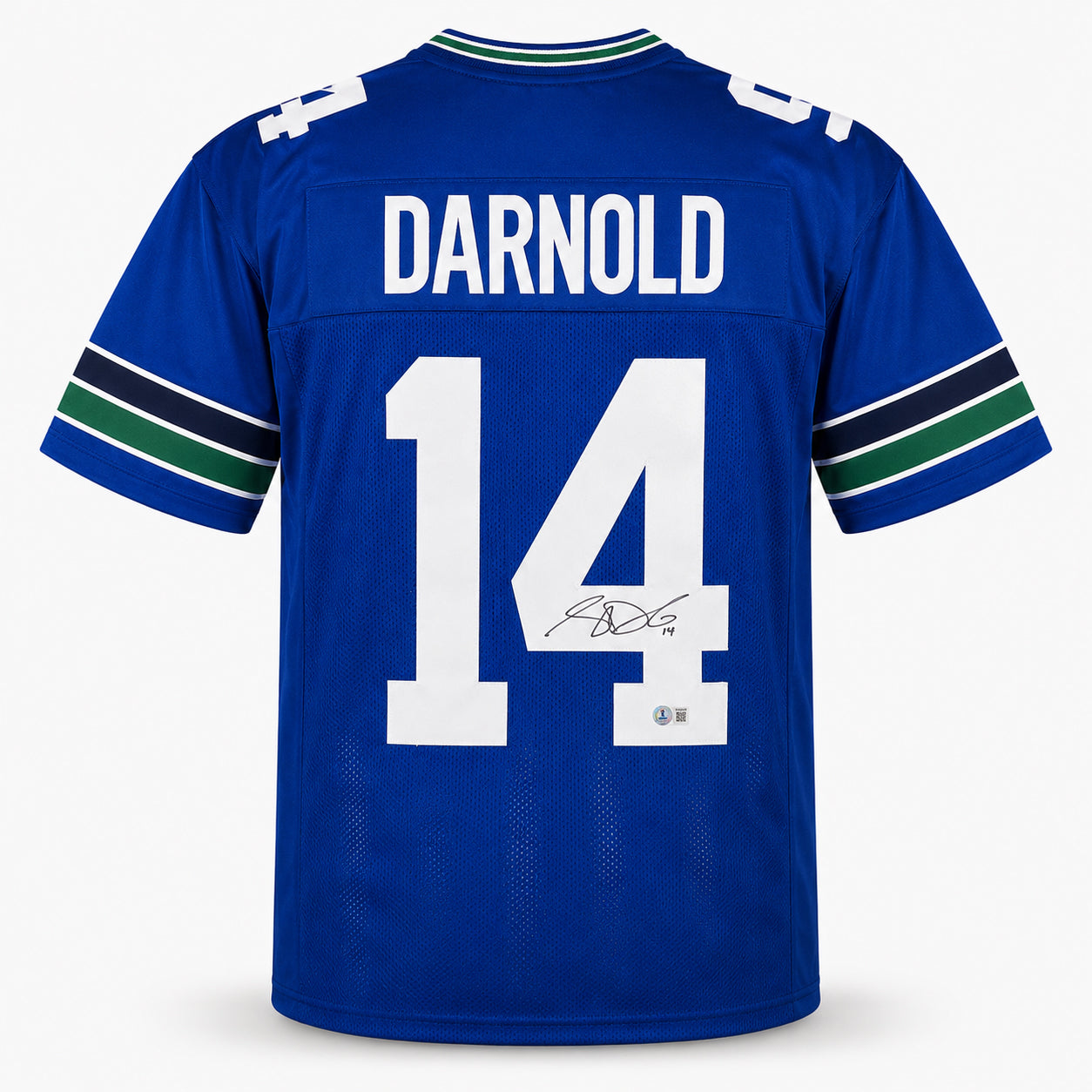 Sam Darnold Signed Seahawks Blue Throwback Jersey - Beckett (BAS) Witnessed