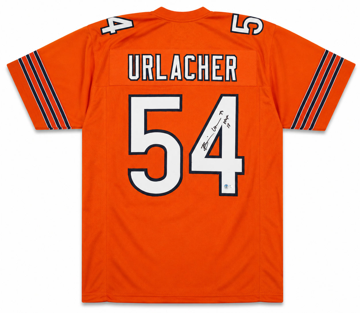 Chicago Bears Brian Urlacher Autographed Orange Jersey "HOF 18" Beckett BAS Witness