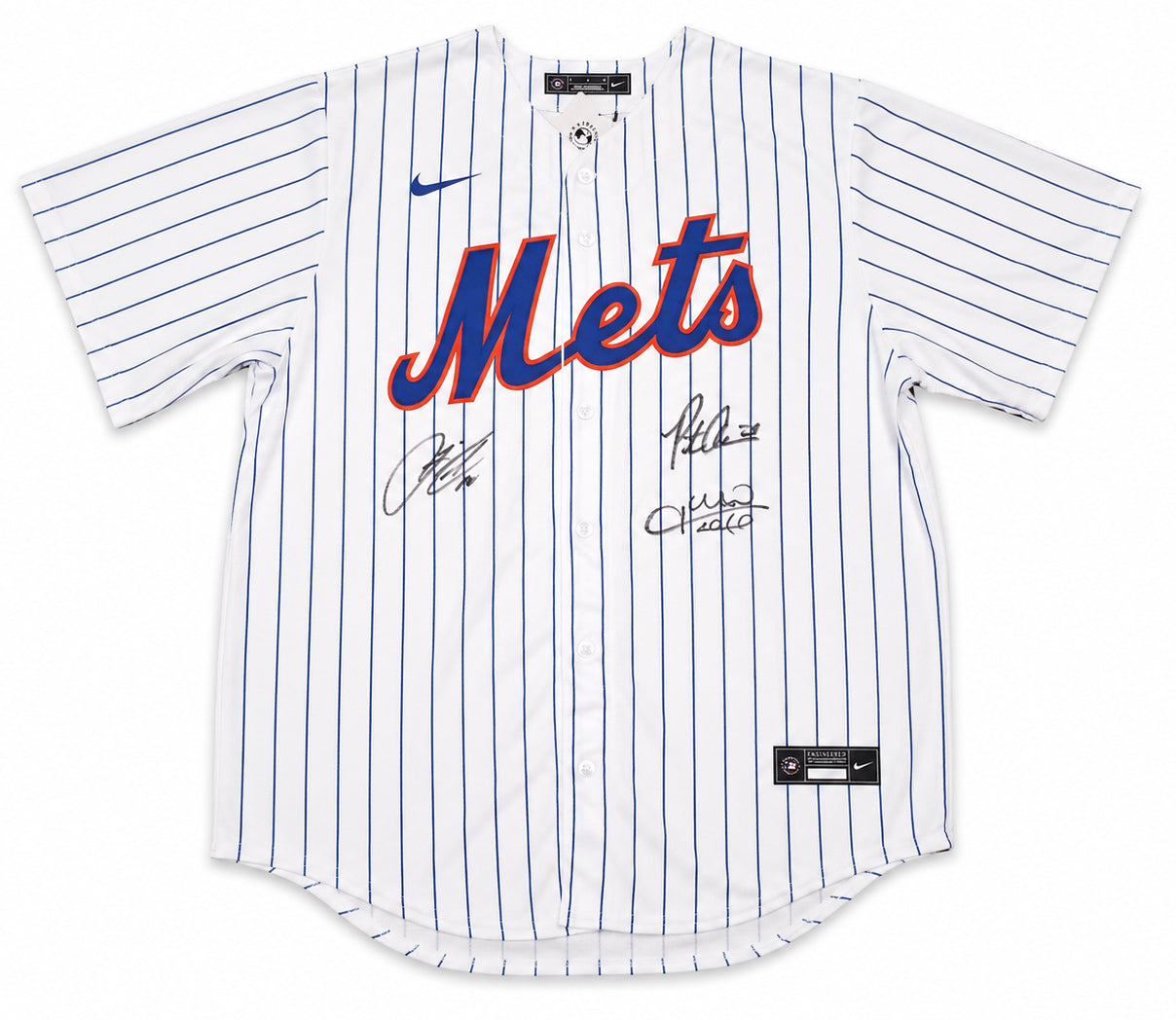New York Mets Juan Soto, Francisco Lindor & Pete Alonso Autographed White Nike Jersey Size L Fanatics & MLB Holo