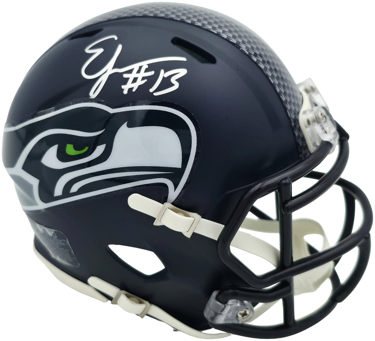 Ernest Jones IV Autographed Seattle Seahawks Blue Super Bowl LX Champions Logo Speed Mini Helmet MCS Holo