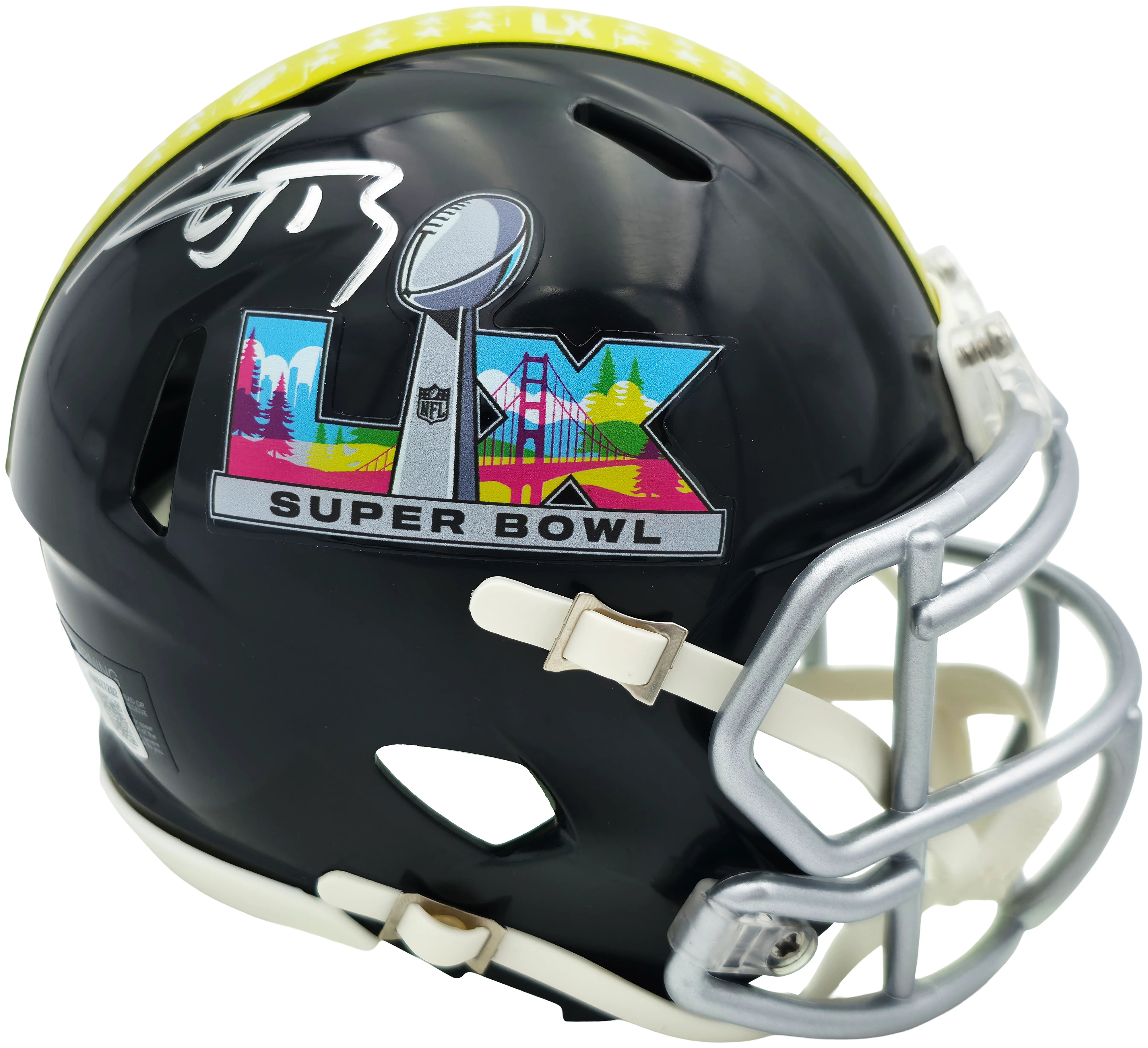 AJ Barner Autographed Seattle Seahawks Black Super Bowl LX Logo Speed Mini Helmet Beckett BAS Witness