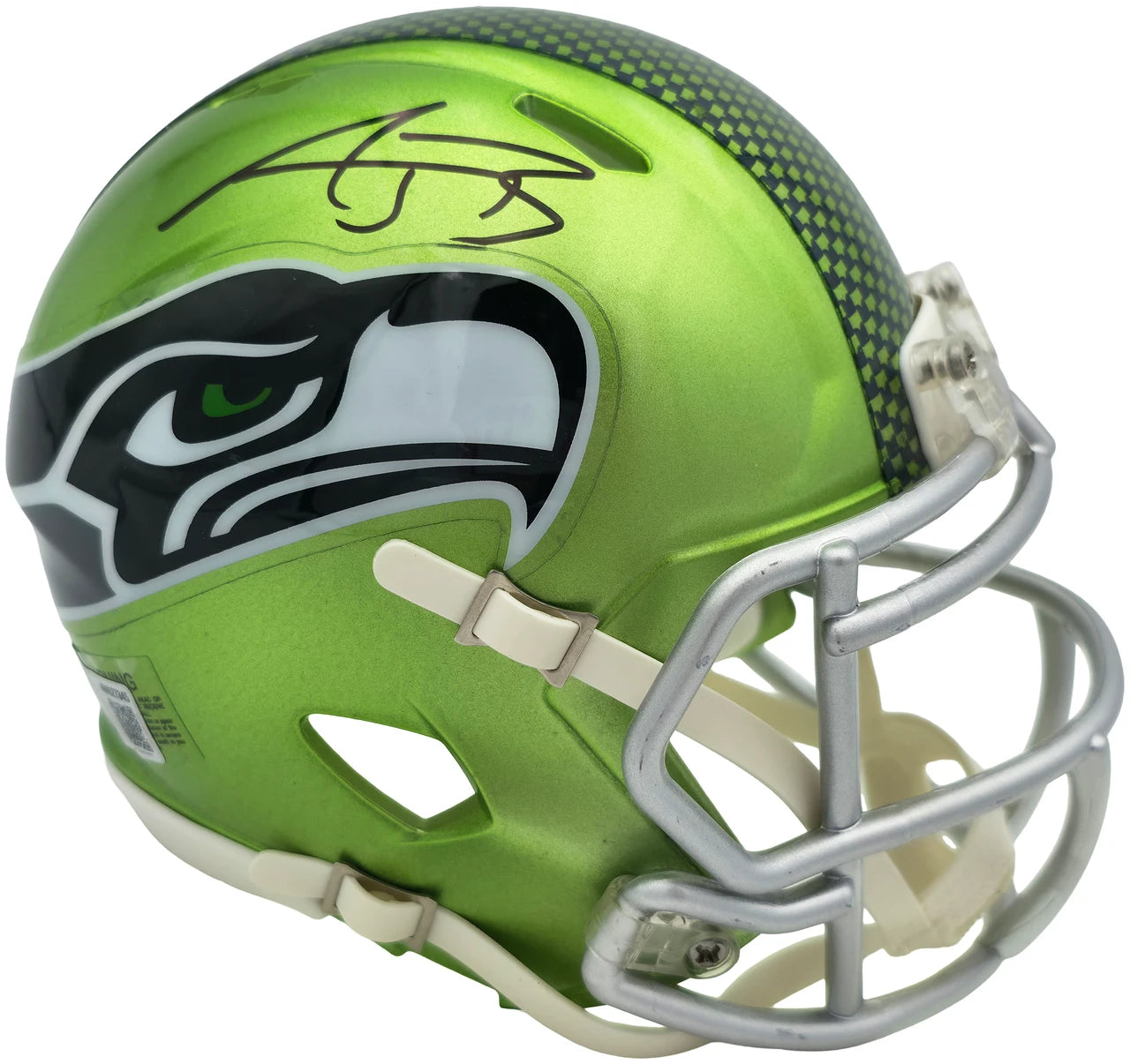 AJ Barner Autographed Seattle Seahawks Flash Green Speed Mini Helmet Beckett BAS Witness