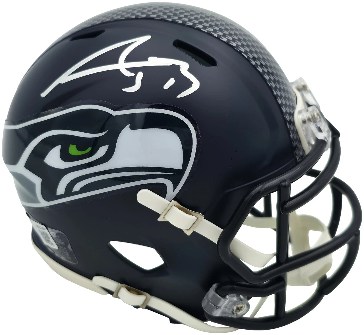 AJ Barner Autographed Seattle Seahawks Blue Super Bowl LX Champions Logo Speed Mini Helmet Beckett BAS Witness