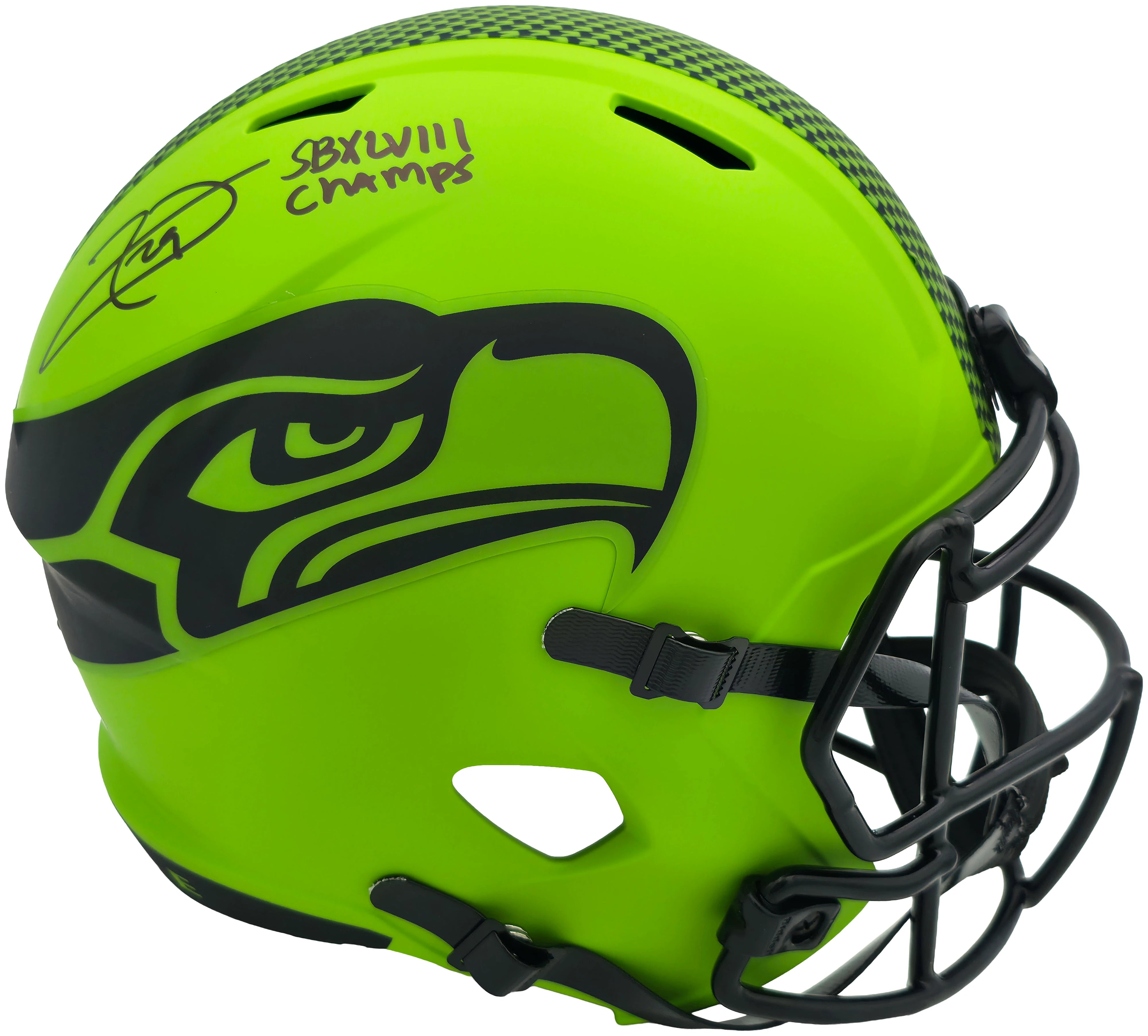 Earl Thomas III Autographed Seattle Seahawks Rave Green Full Size Replica Speed Helmet "SB XLVIII Champs" Beckett BAS Witness