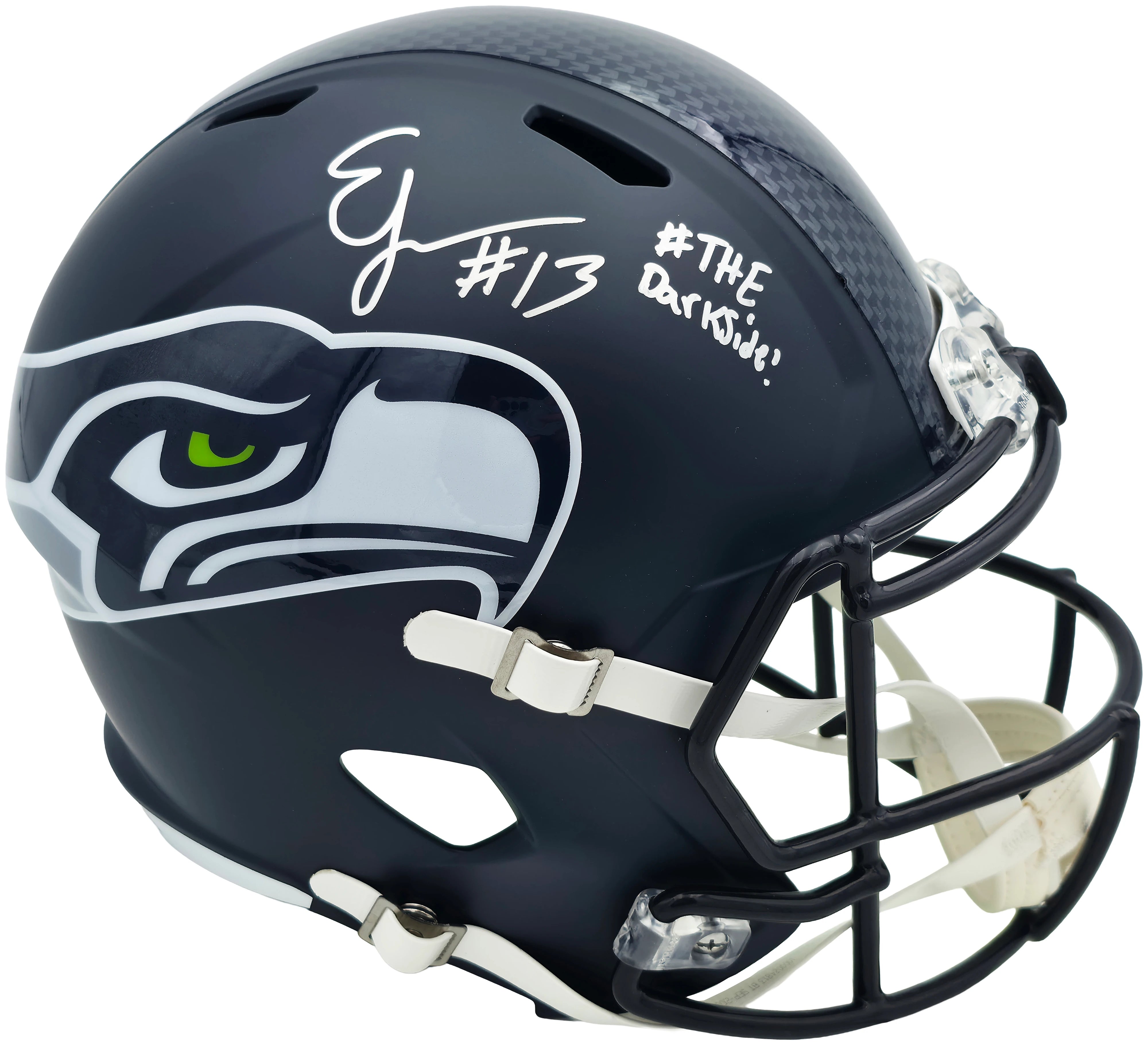 Ernest Jones IV Autographed Seattle Seahawks Blue Full Size Speed Replica Helmet "The Darkside" MCS Holo