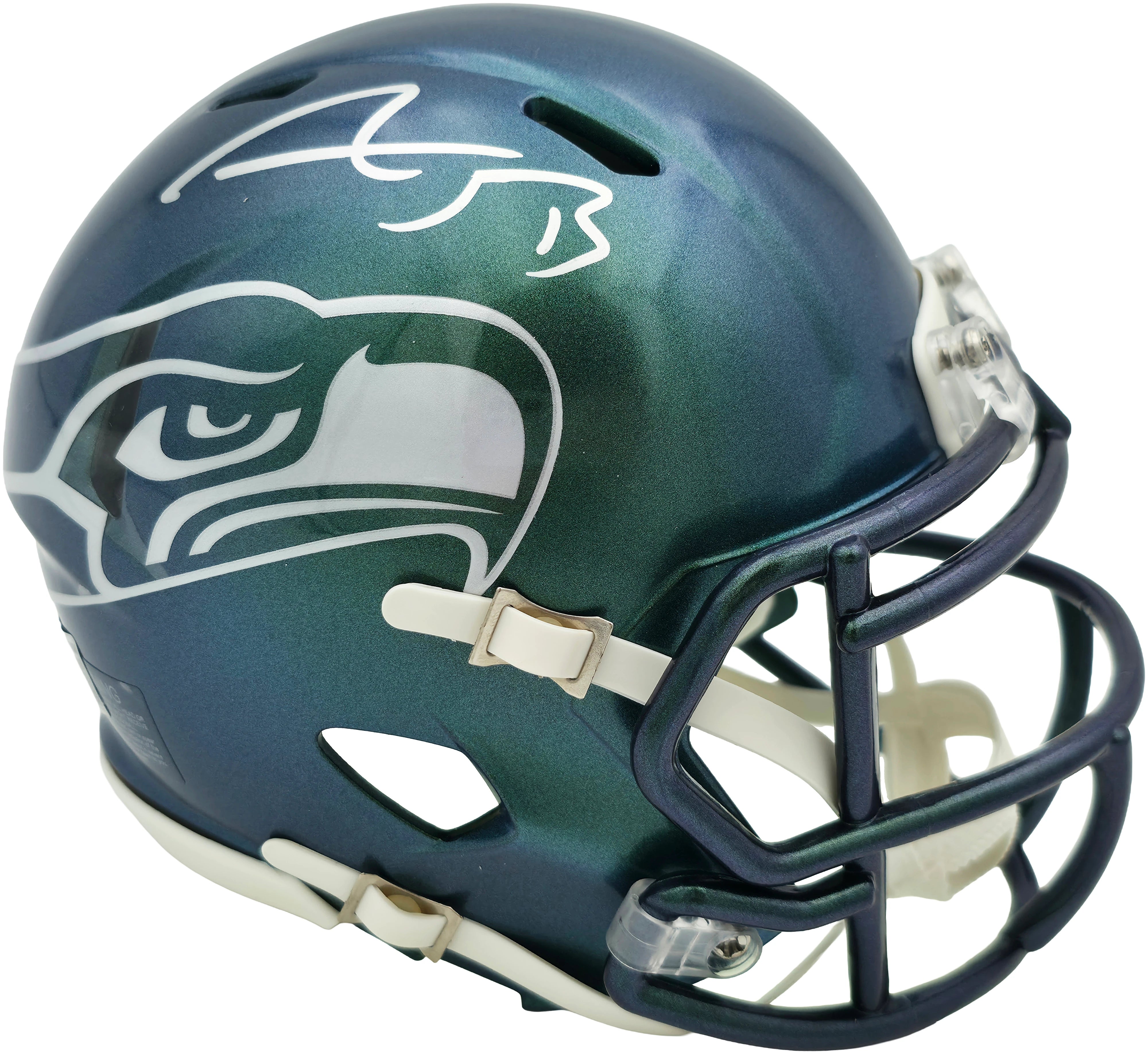 AJ Barner Autographed Seattle Seahawks Rivalries Speed Mini Helmet Beckett BAS Witness