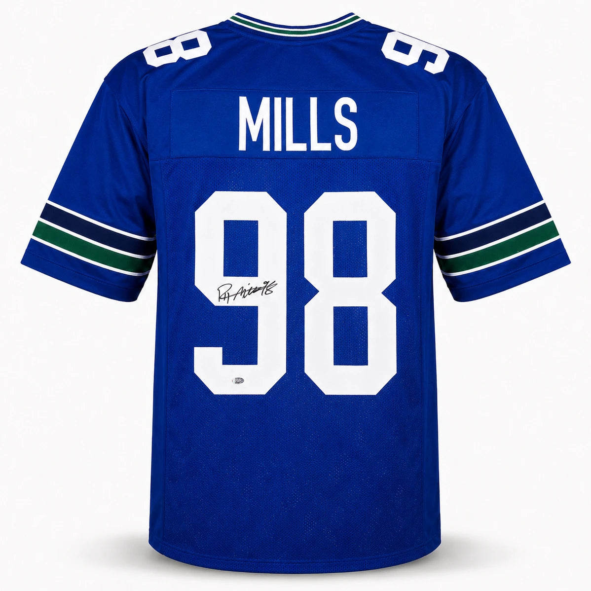 Seattle Seahawks Rylie Mills Autographed Blue Throwback Jersey MCS Holo