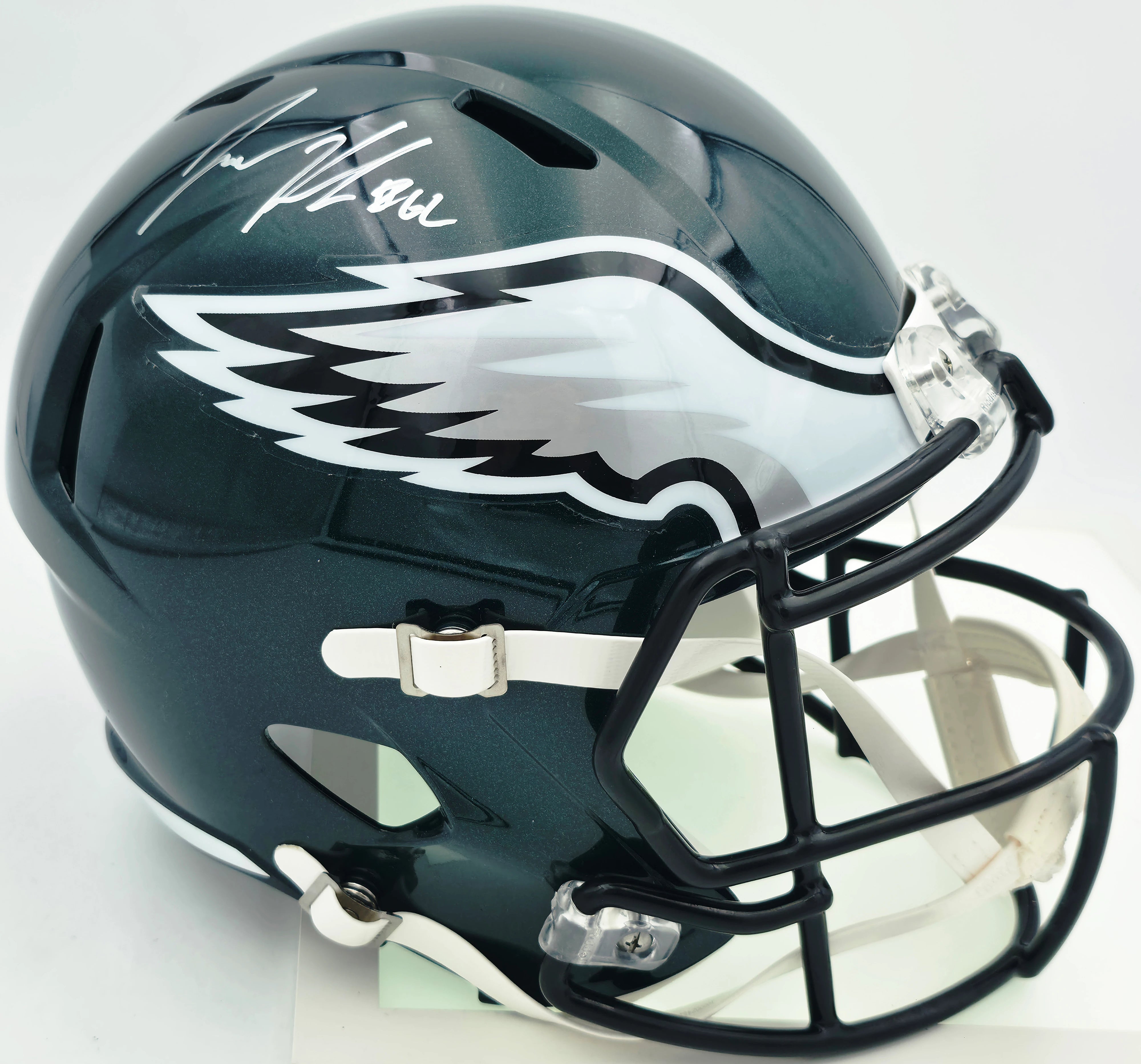 Jason Kelce Signed Eagles Green Full Size Speed Replica Helmet - BAS QR