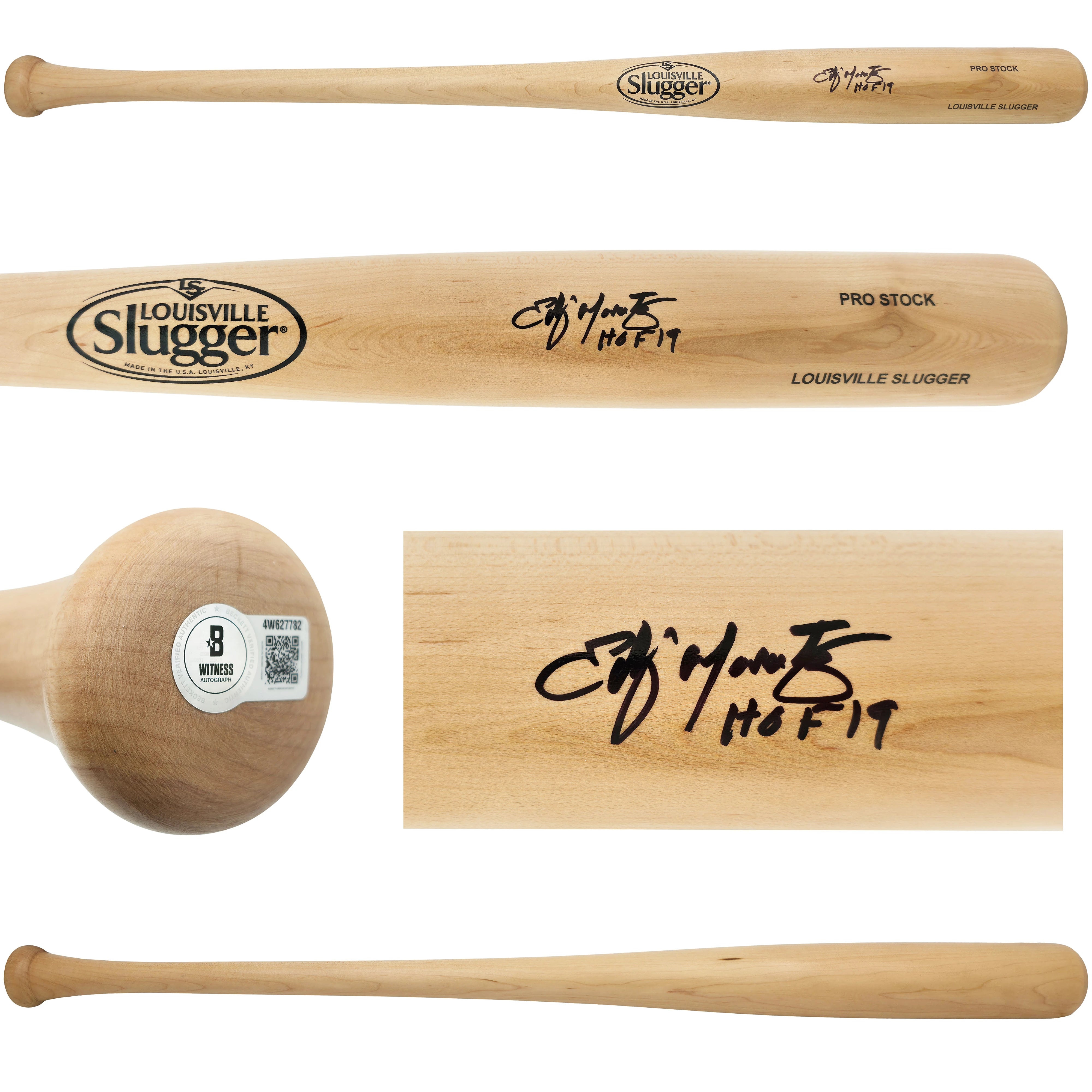 Edgar Martinez Autographed Blonde Louisville Slugger Pro Stock Baseball Bat Seattle Mariners "HOF 19" Beckett BAS Witness