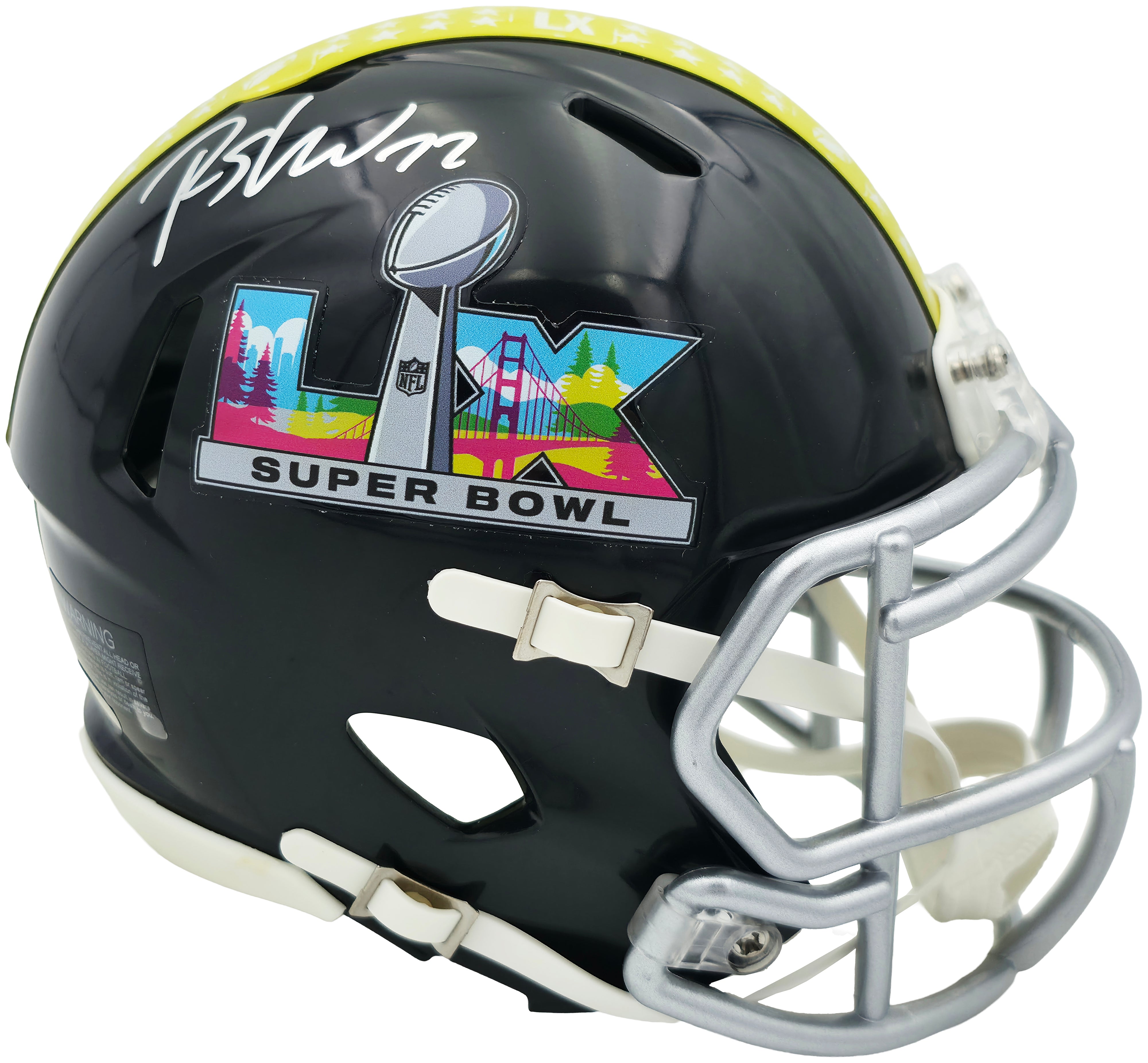 Rashid Shaheed Autographed Seattle Seahawks Black Super Bowl LX Logo Speed Mini Helmet MCS Holo