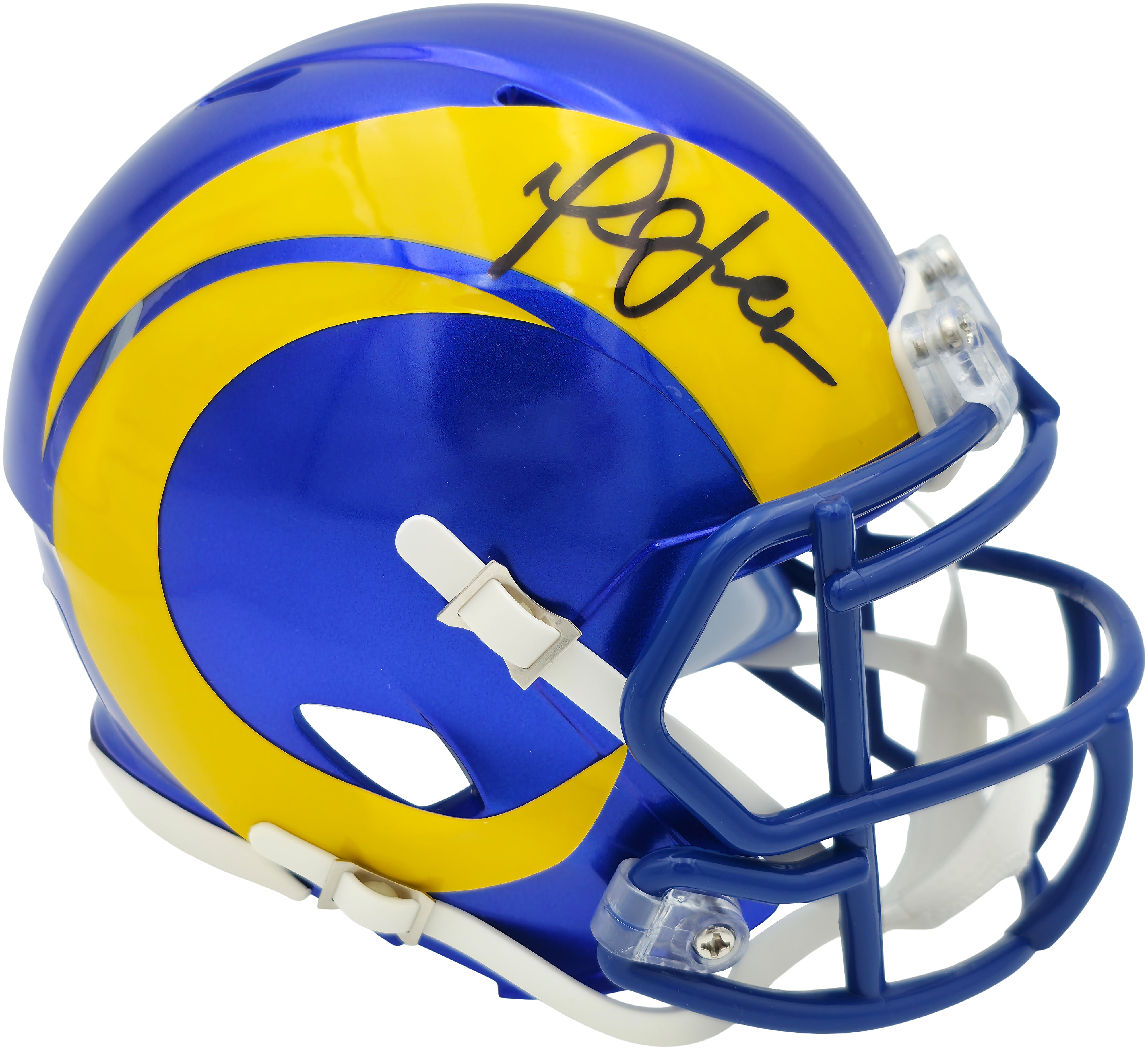 St. Louis Rams Marshall Faulk Autographed Blue Speed Mini Helmet - JSA Witness COA